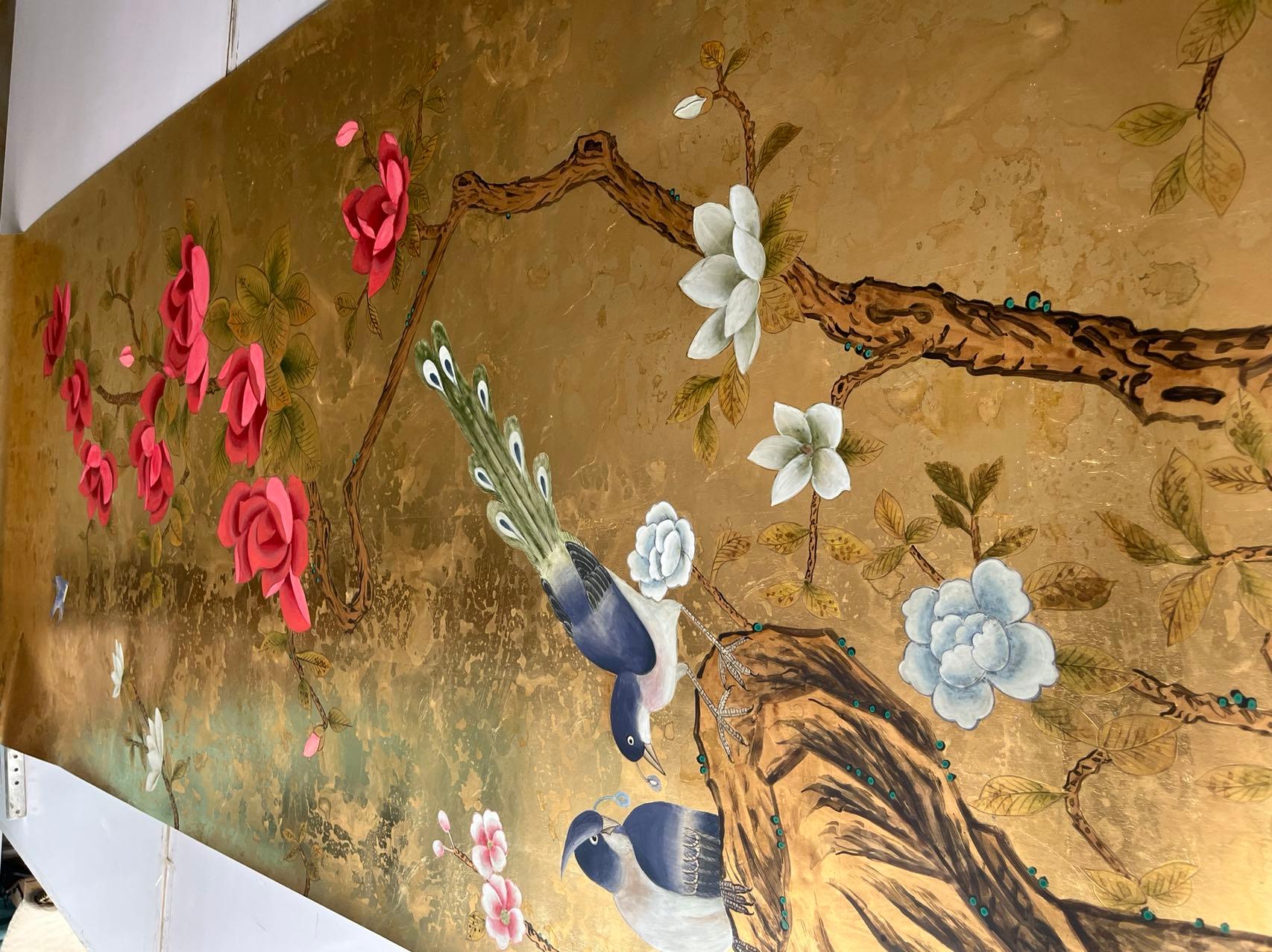 chinoiserie wallpaper metallic