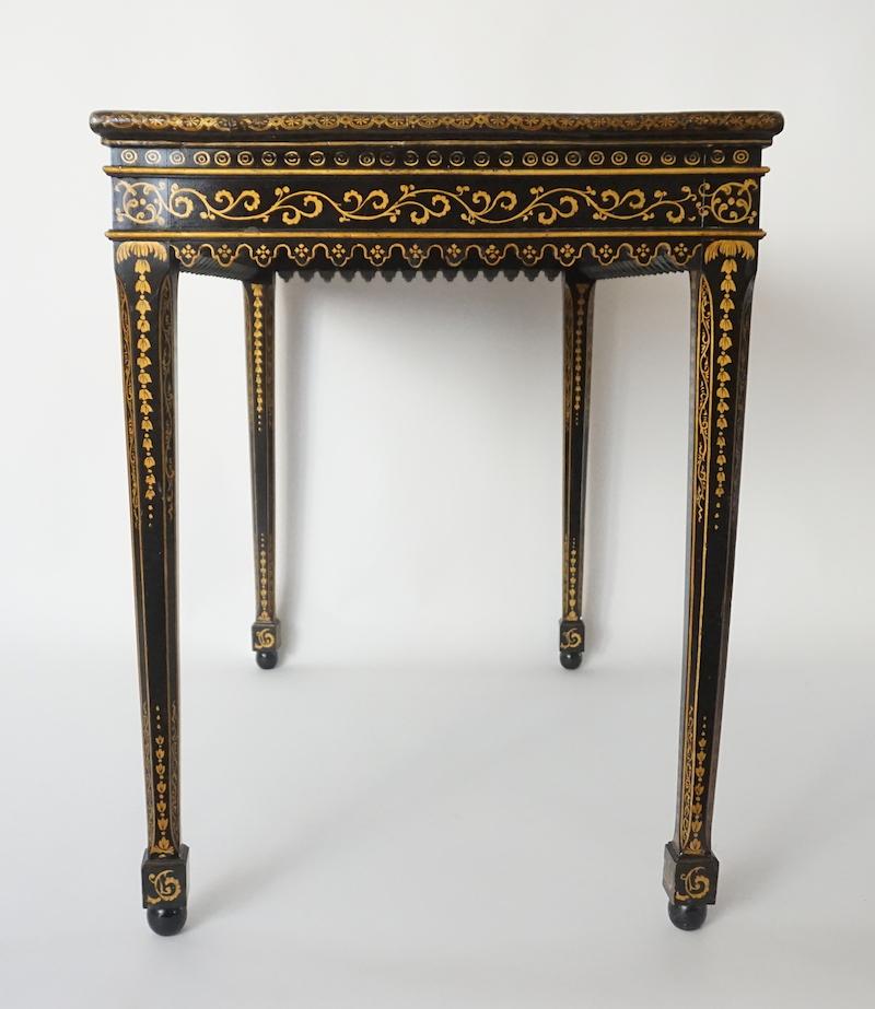 Giltwood Chinoiserie Parcel-Gilt Black Lacquer Top Table, England, circa 1880