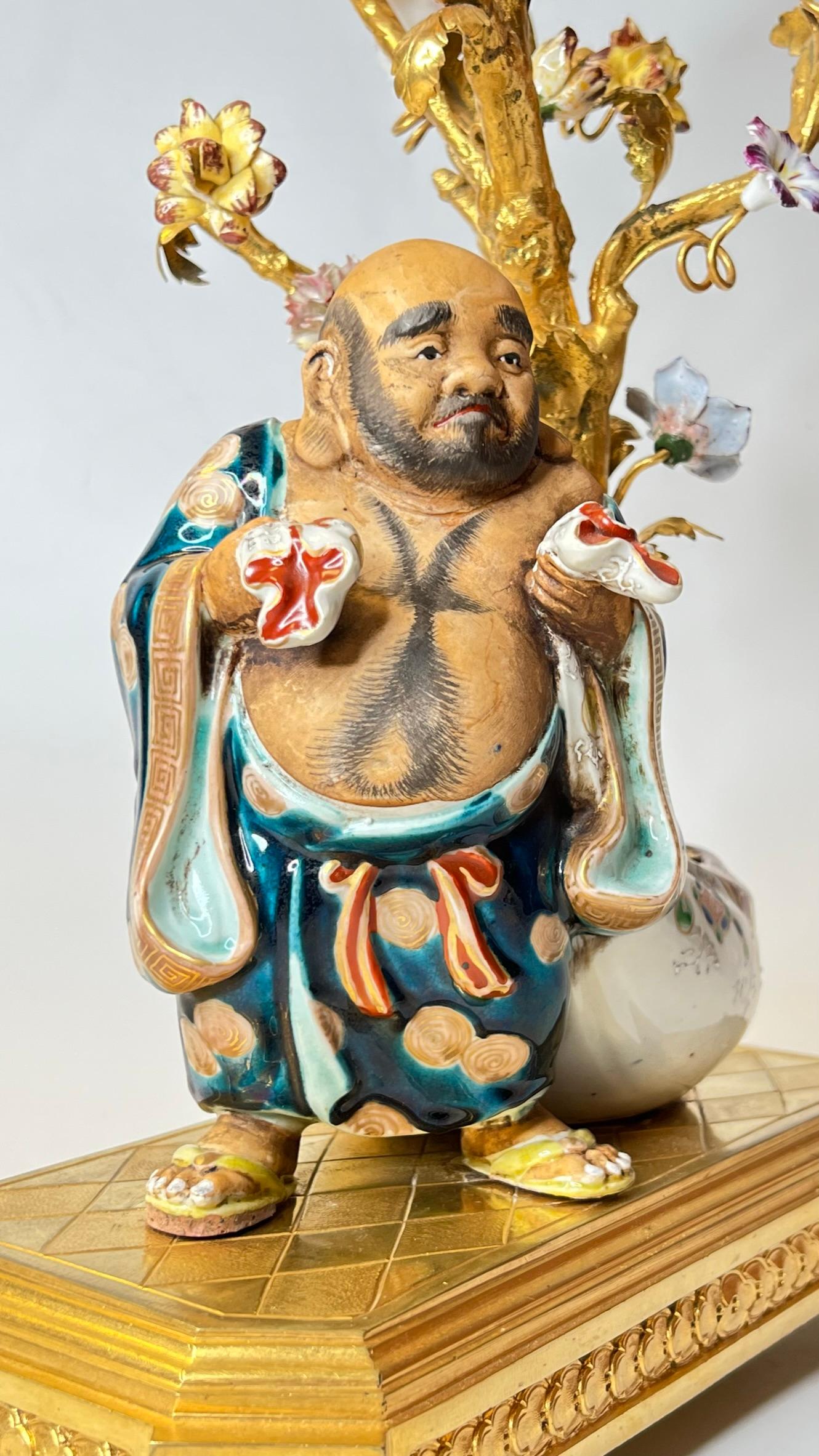Chinoiserie Porcelain and Gilt Bronze Table Lamp Depicting Budai Laughing Buddha 8