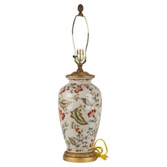 Chinoiserie Porzellan Keramik Blumenmotiv bemalt Tischlampe