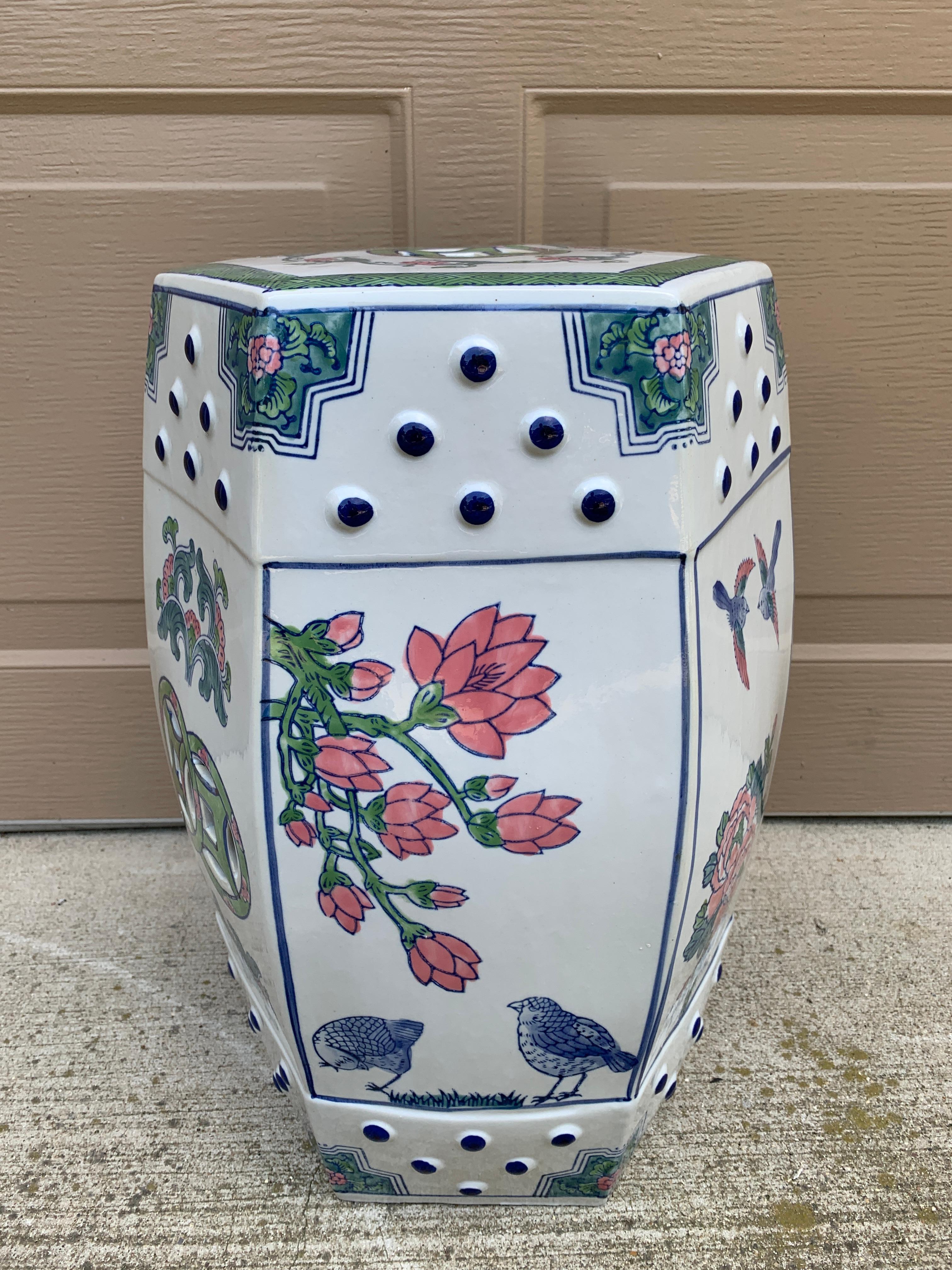 Chinoiserie Porcelain Garden Stool or Side Table For Sale 8