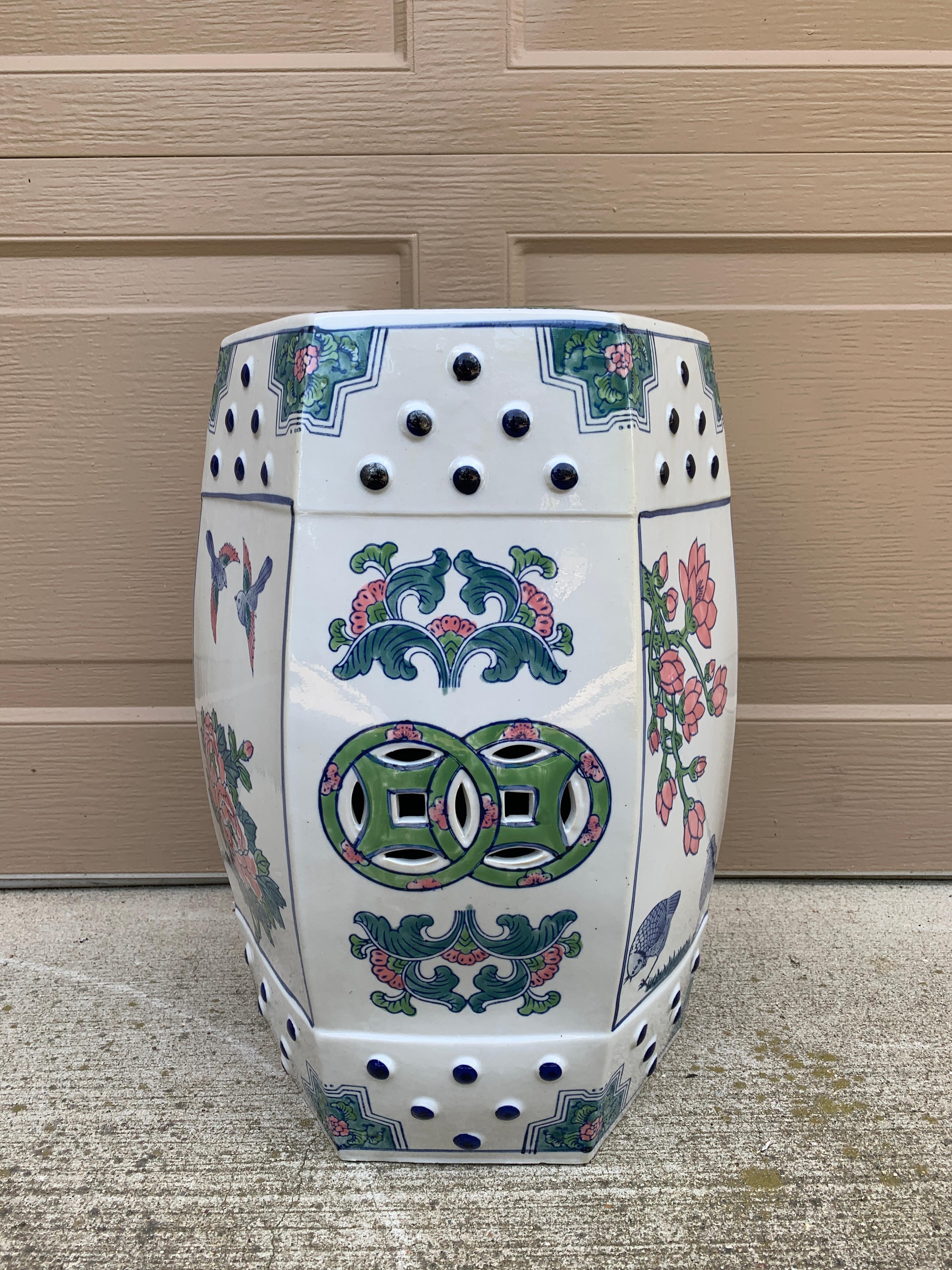 Chinese Chinoiserie Porcelain Garden Stool or Side Table For Sale