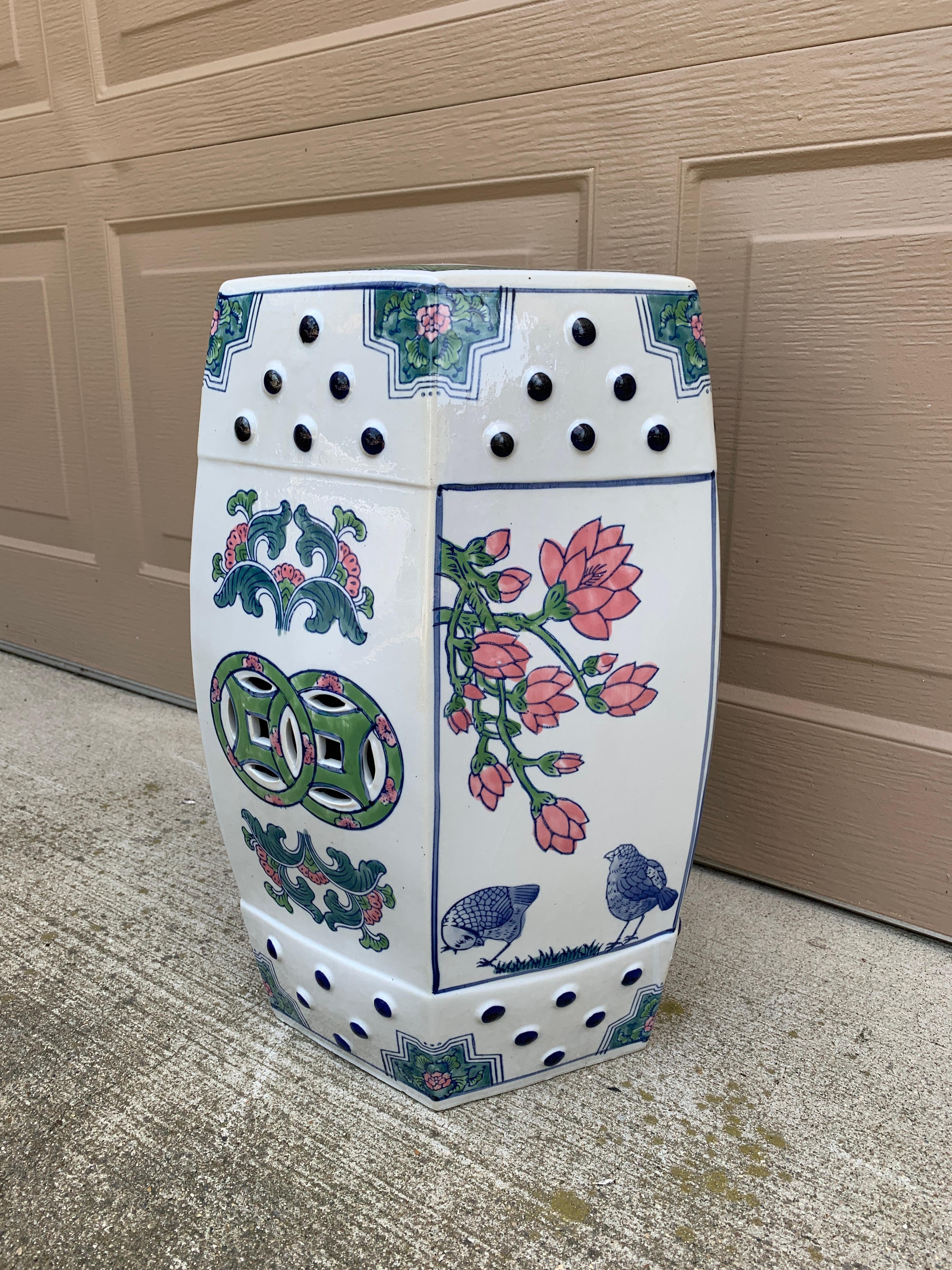 20th Century Chinoiserie Porcelain Garden Stool or Side Table For Sale