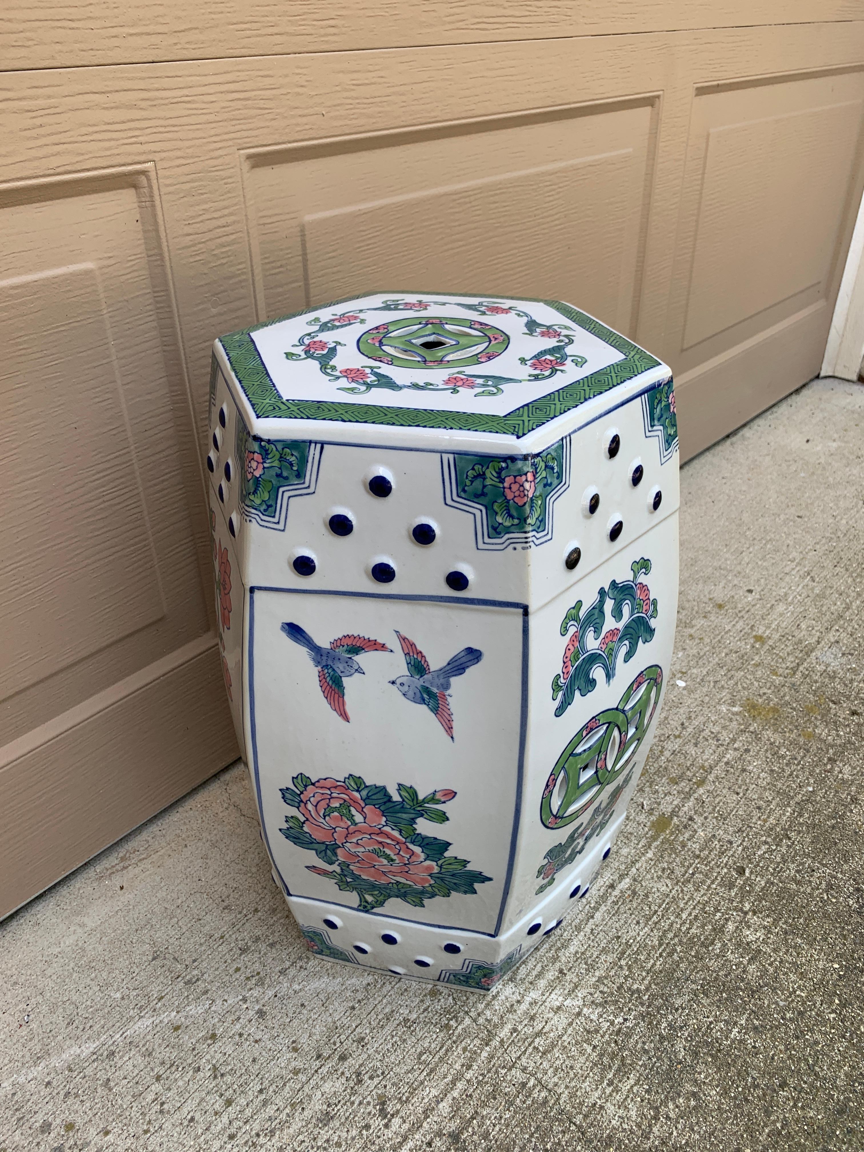Chinoiserie Porcelain Garden Stool or Side Table For Sale 1