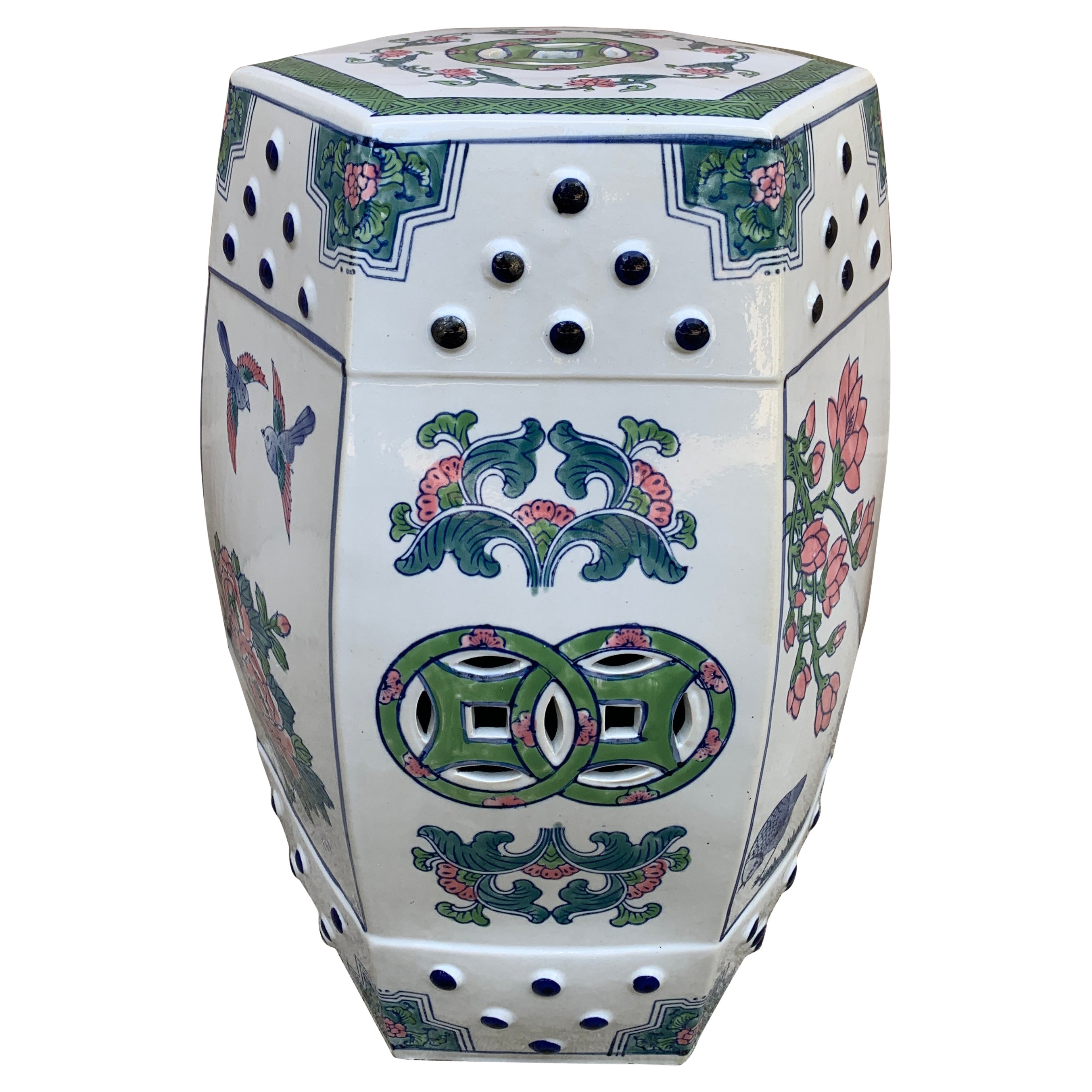 Chinoiserie Porcelain Garden Stool or Side Table For Sale