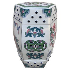 Chinoiserie Porcelain Garden Stool or Side Table