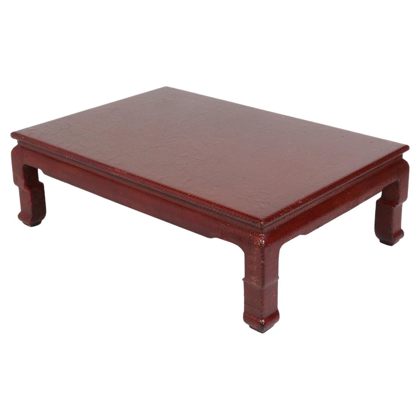 Chinoiserie Raffia Wrapped Coffee Table Refinished In Your Choice of Color For Sale