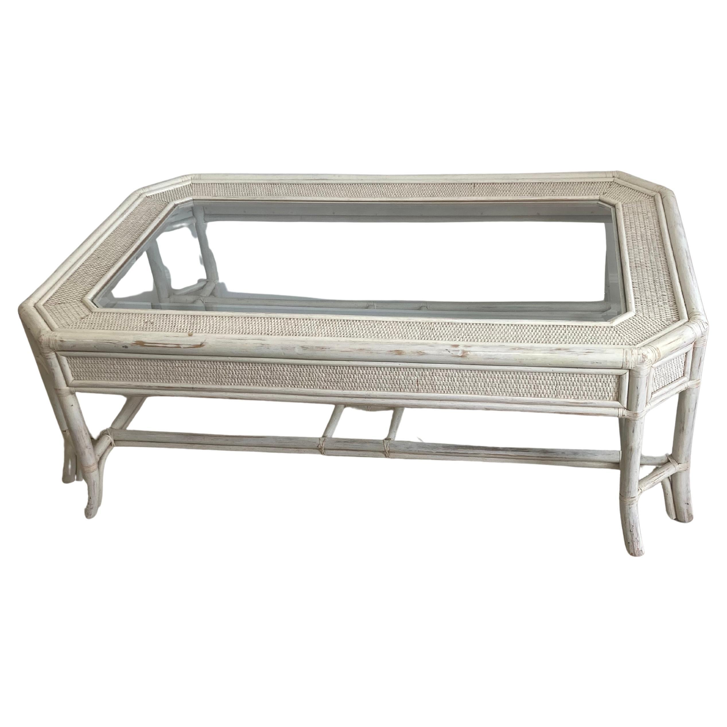 Chinoiserie Rattan Coffee Table For Sale