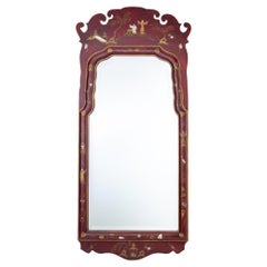 Chinoiserie Red Painted Beveled Mirror