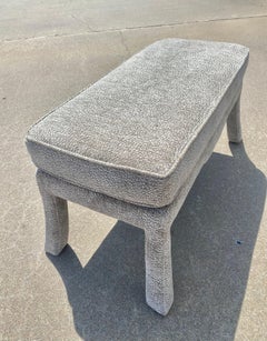 Restored 1960s Chinoiserie Parsons Bench with Dove Gray Upholstery