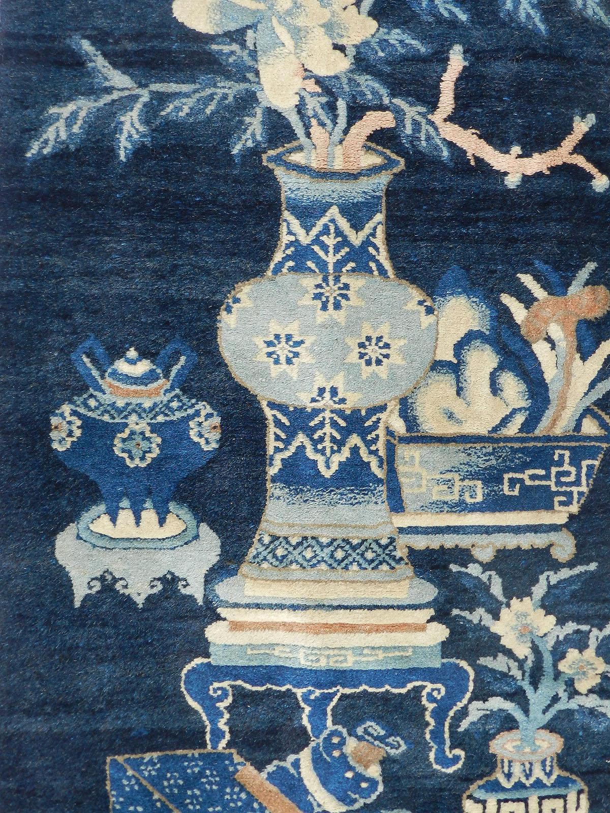 20th Century Chinoiserie Rug Vintage Art Deco Chinese