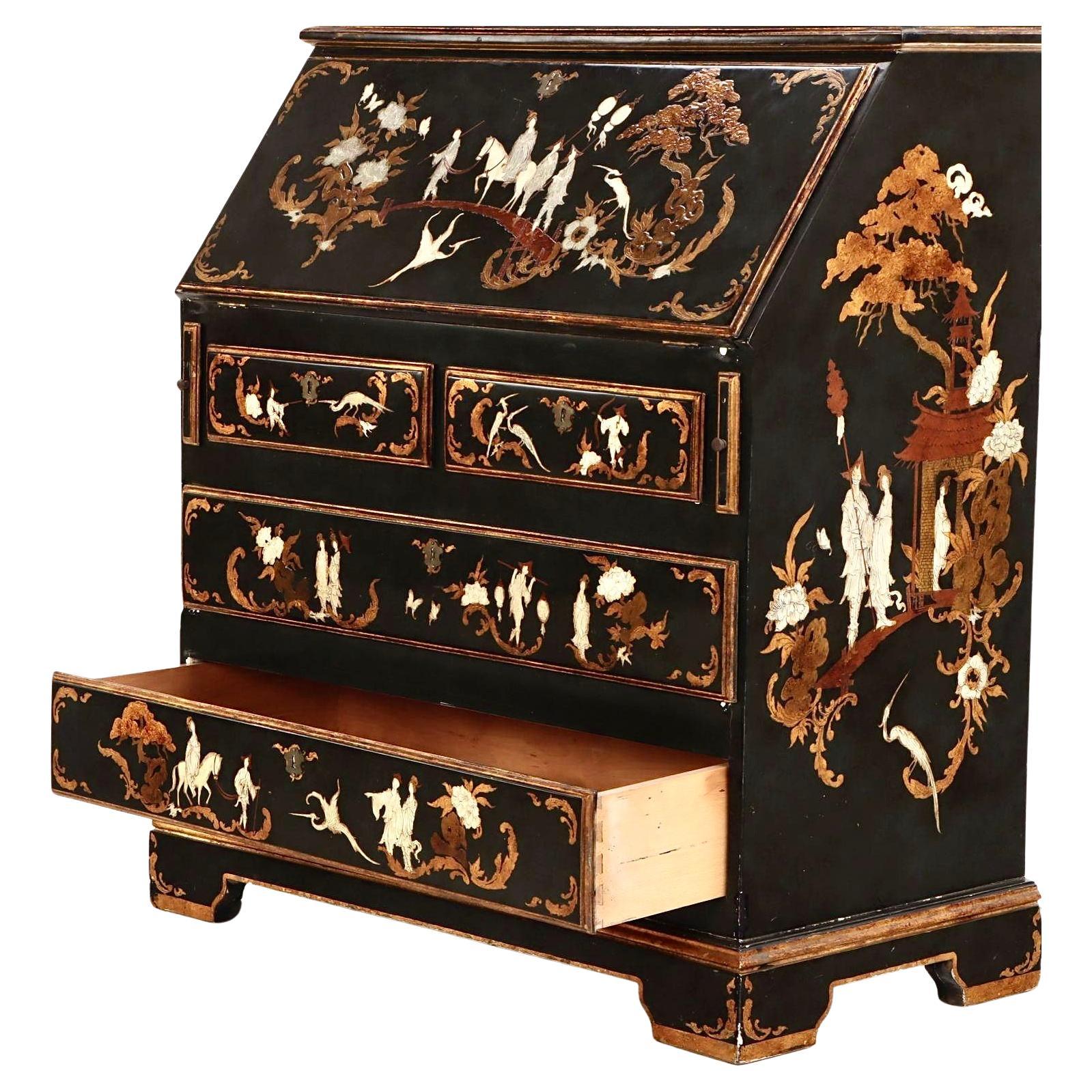 Zweiteiliger Chinoiserie-Sekretär-Schreibtisch im Zustand „Gut“ im Angebot in Bradenton, FL