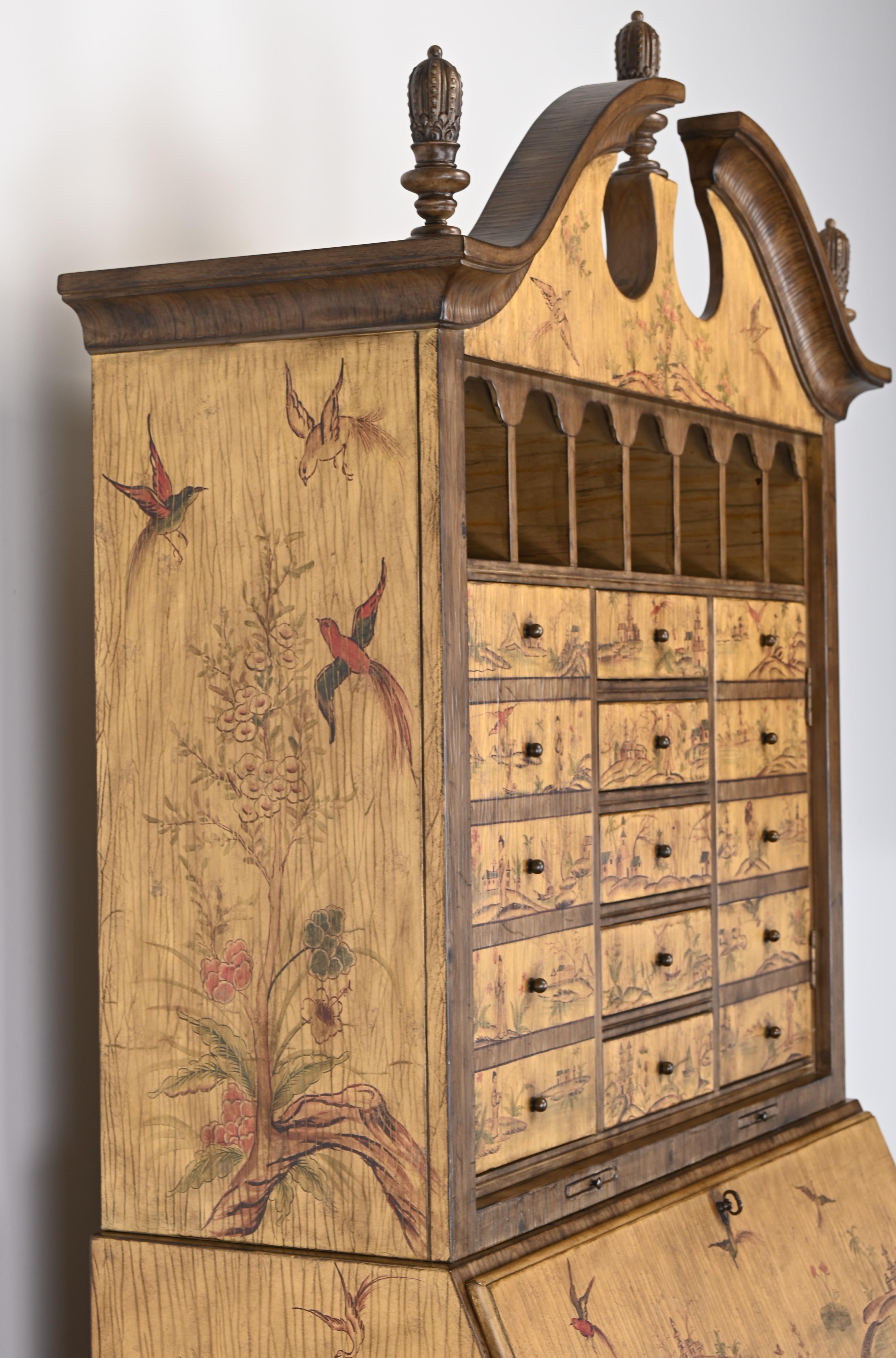 Wood Chinoiserie Secretary in the Manner of Maitland Smith, 1990s