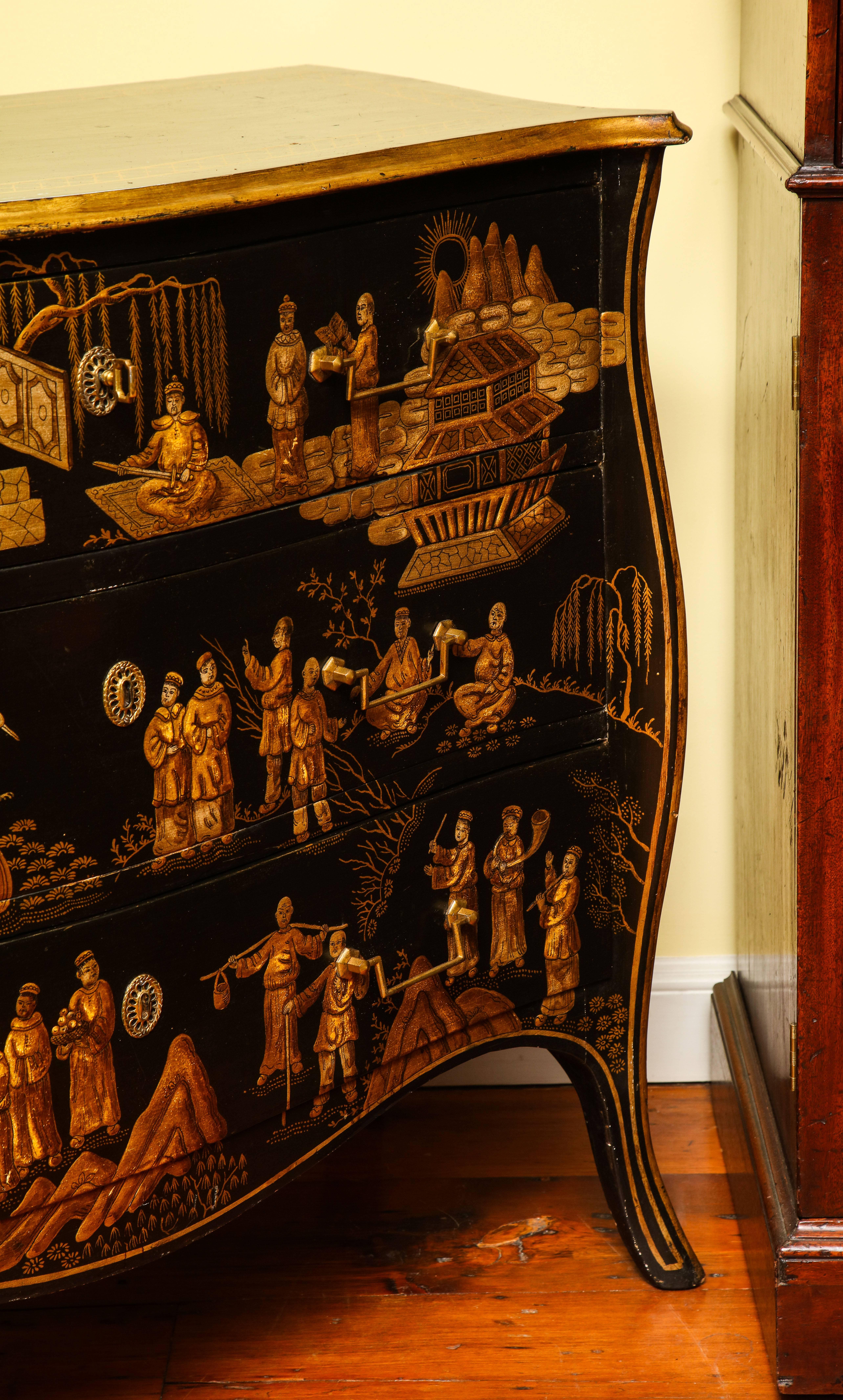 Chinoiserie Serpentine Chest of Drawers, Italian, circa 1950 In Stock For Sale 3