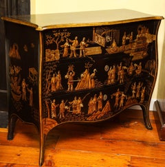 Chinoiserie Serpentine Chest of Drawers, Italian, circa 1950 In Stock
