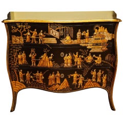 Commode serpentine de style chinoiseries, italienne, vers 1950, en stock