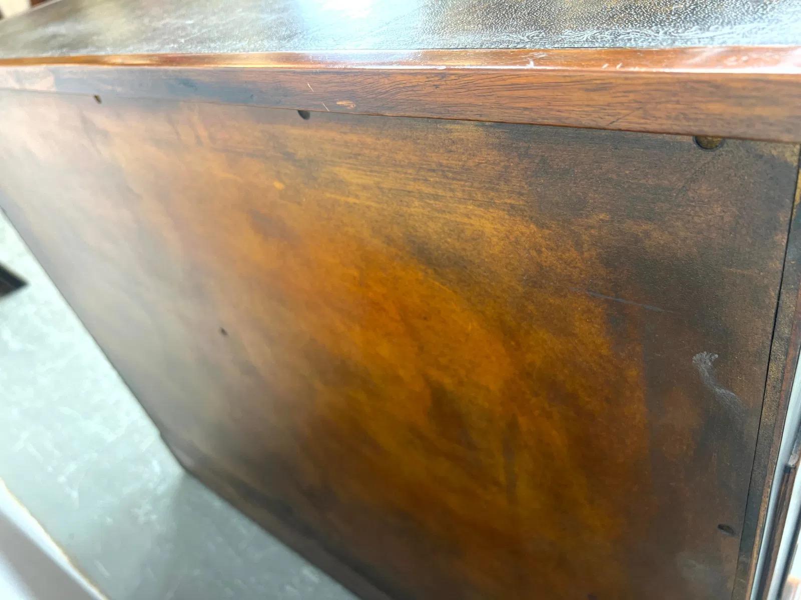 Chinoiserie Server Cabinet With Tooled Leather Top For Sale 5