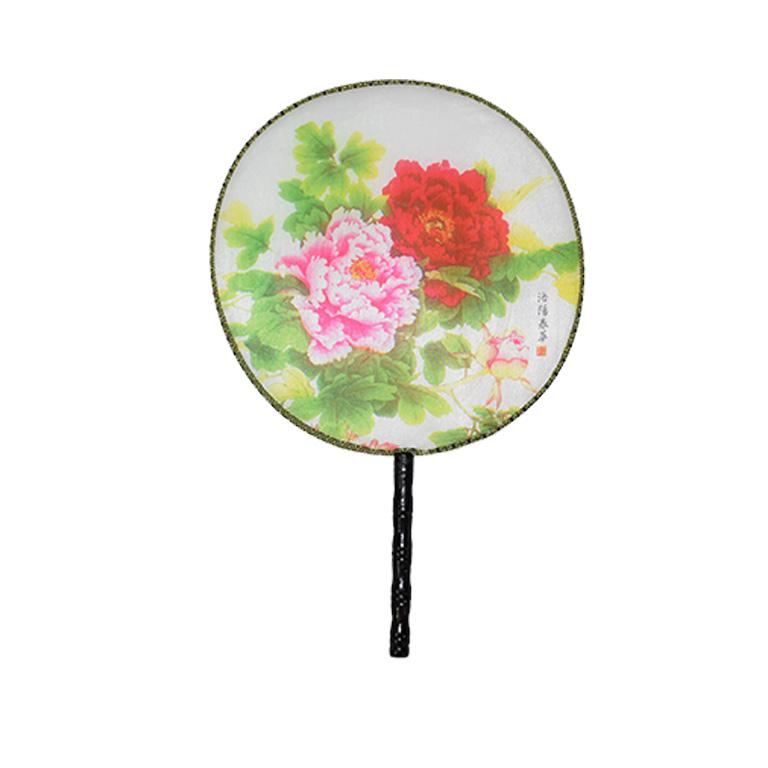 Chinoiserie Silk Paddle Fans with Floral and Bird Details Set of 9 New In Excellent Condition In Oklahoma City, OK