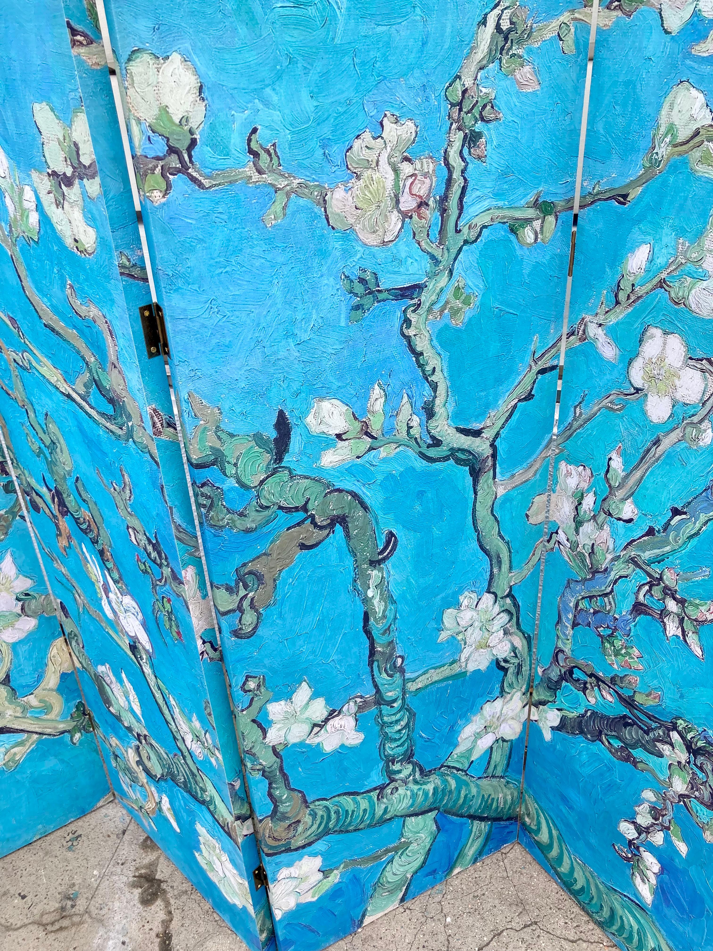 Chinoiserie Sérigraphie sur toile Paravent à cinq panneaux #2 en vente 3