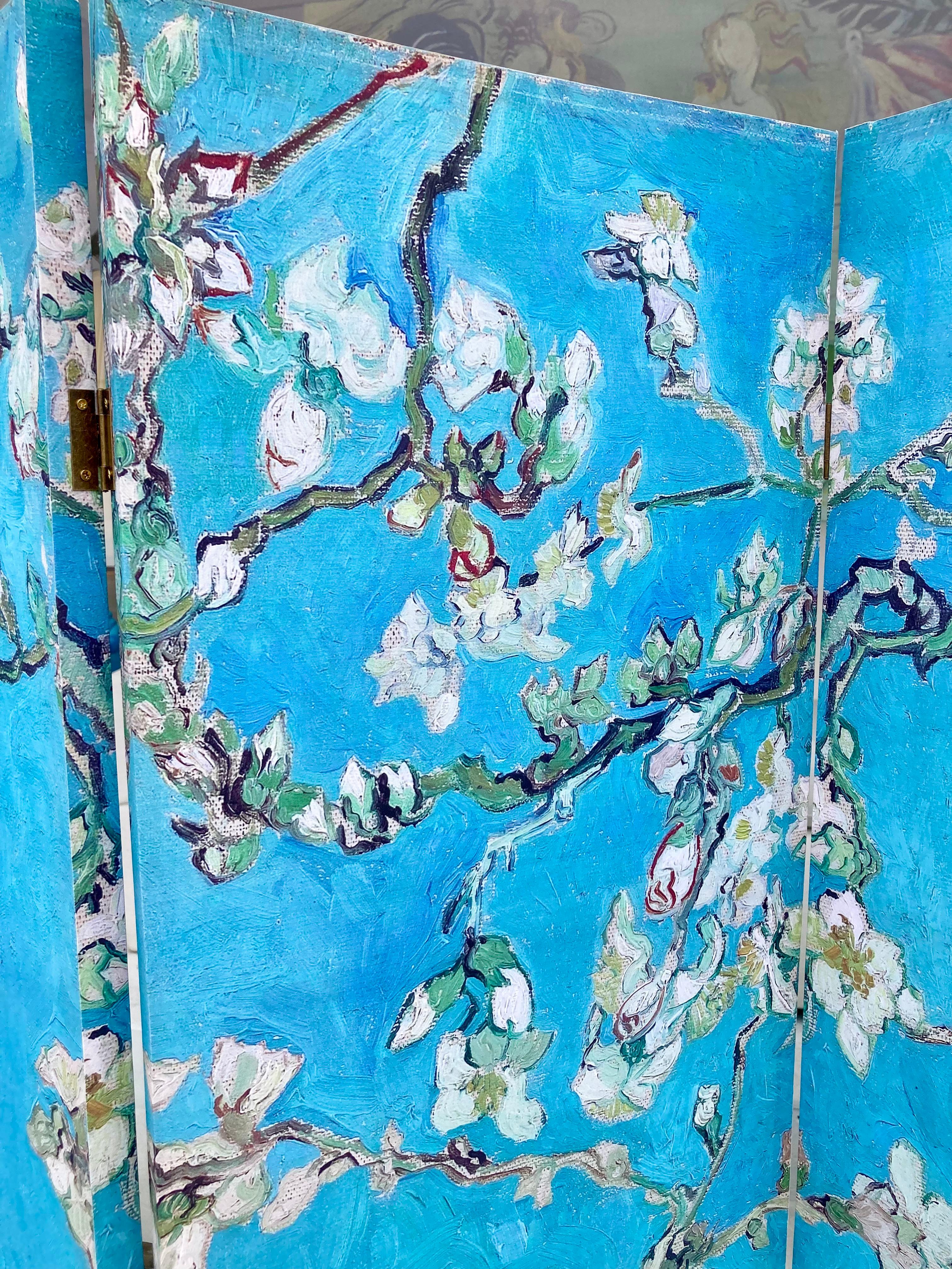 Toile Chinoiserie Sérigraphie sur toile Paravent à cinq panneaux #2 en vente