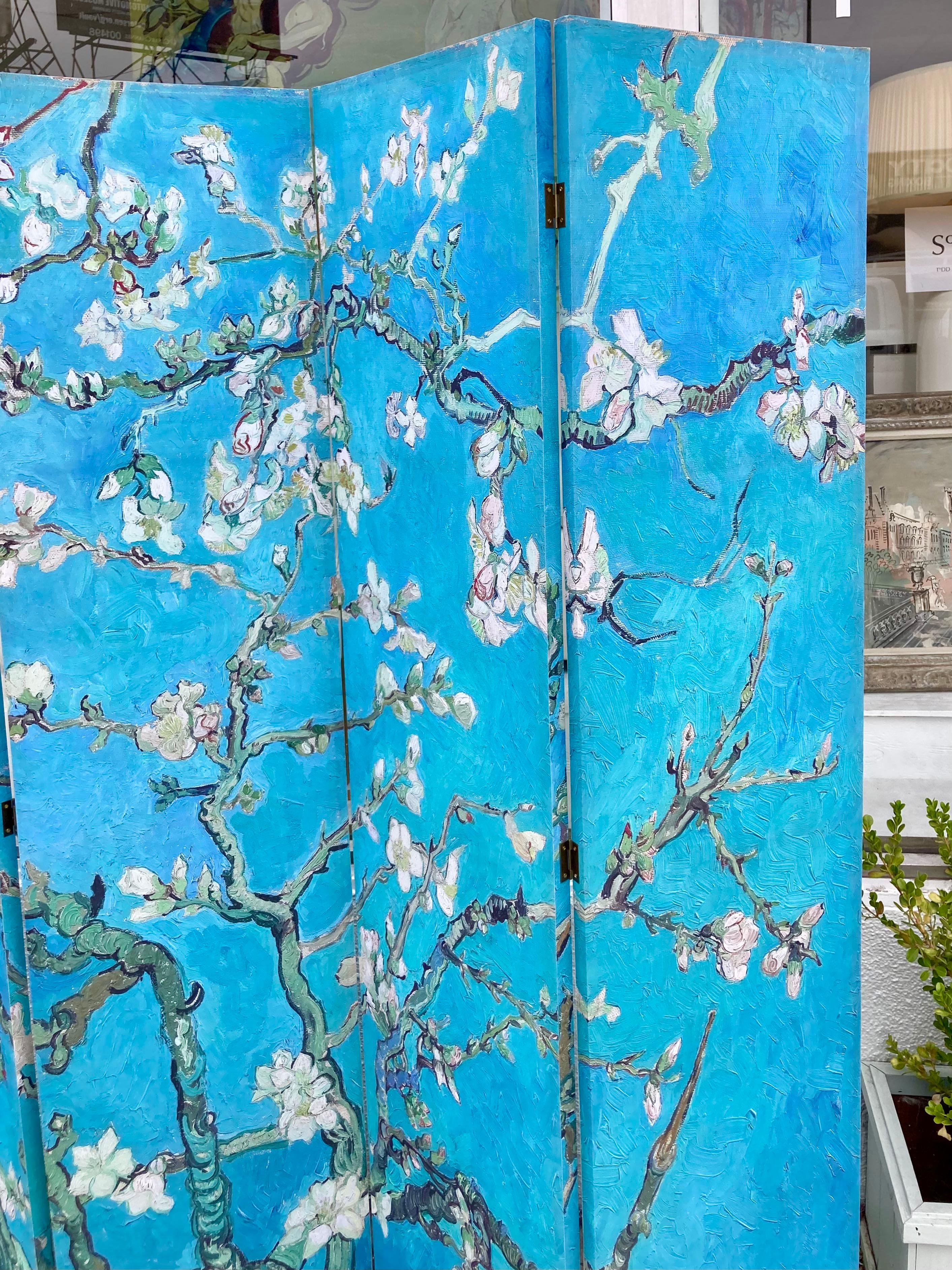 Chinoiserie Sérigraphie sur toile Paravent à cinq panneaux #2 en vente 1