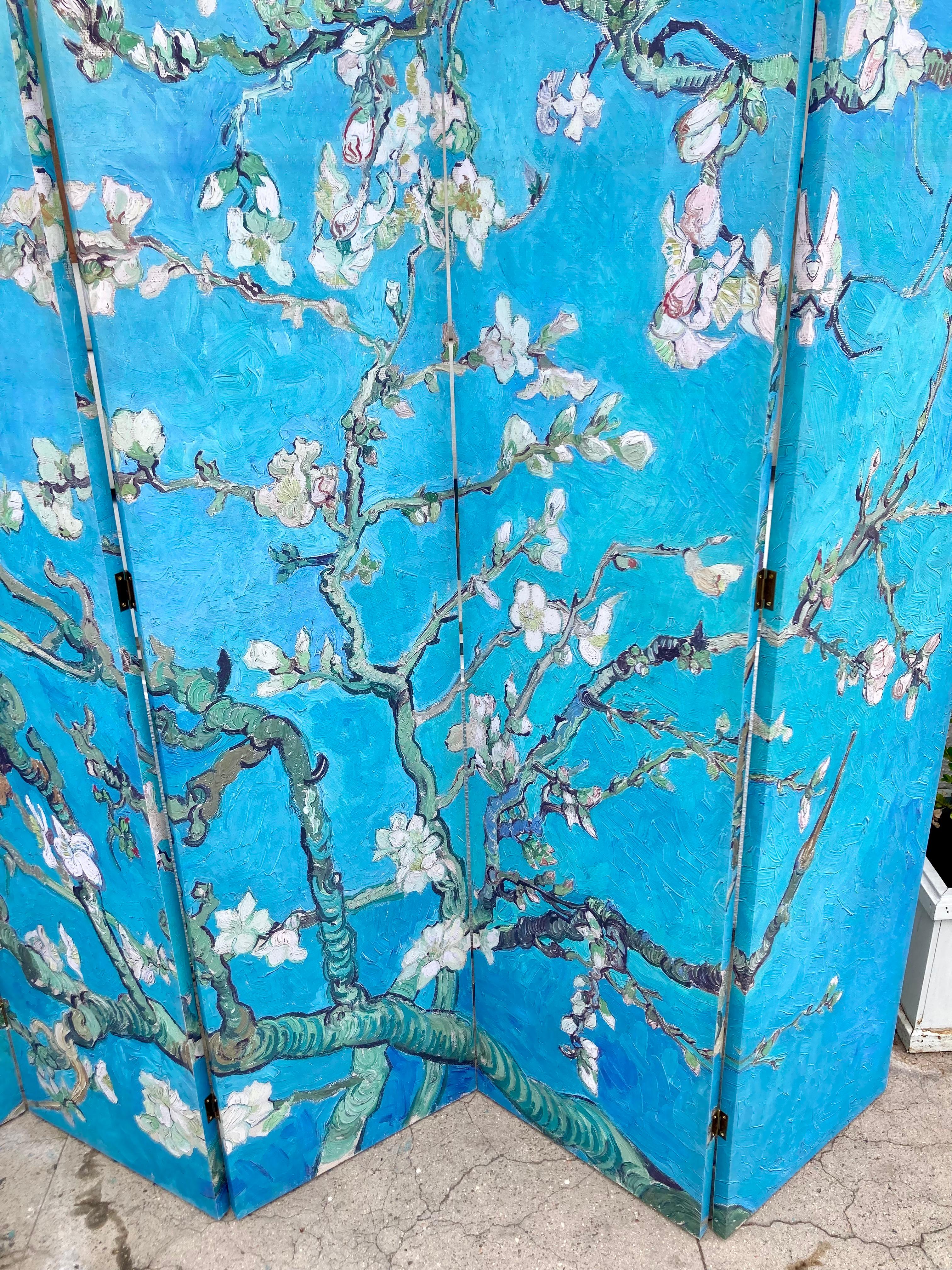 Chinoiserie Sérigraphie sur toile Paravent à cinq panneaux #2 en vente 2