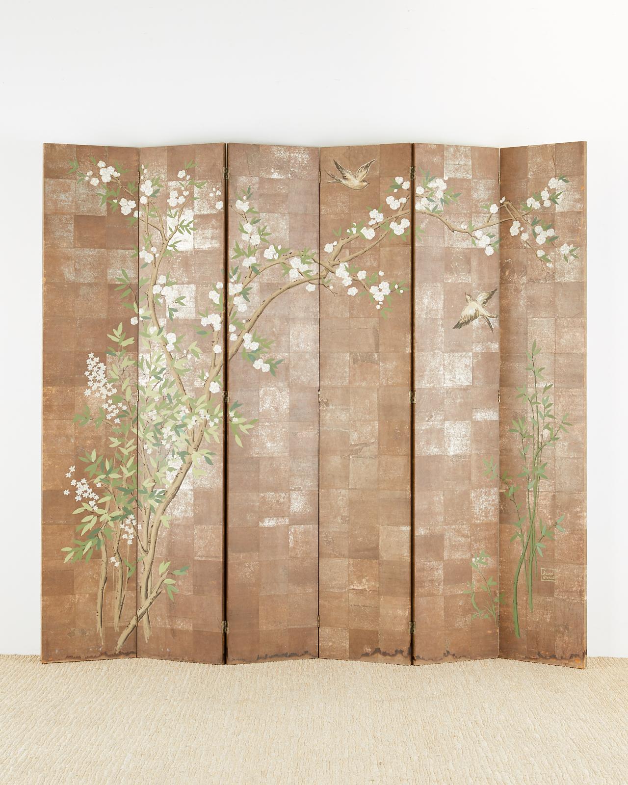 Hand-Crafted Chinoiserie Six-Panel Screen Inspired by Robert Crowder