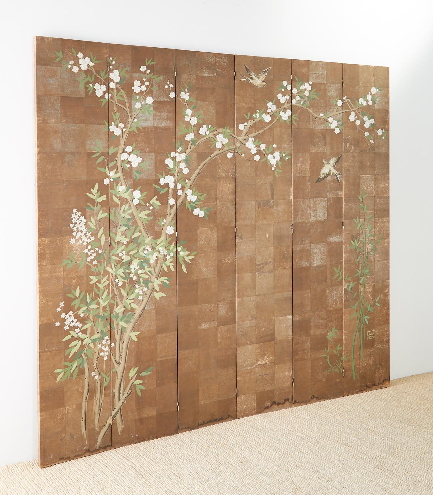 20th Century Chinoiserie Six-Panel Screen Inspired by Robert Crowder