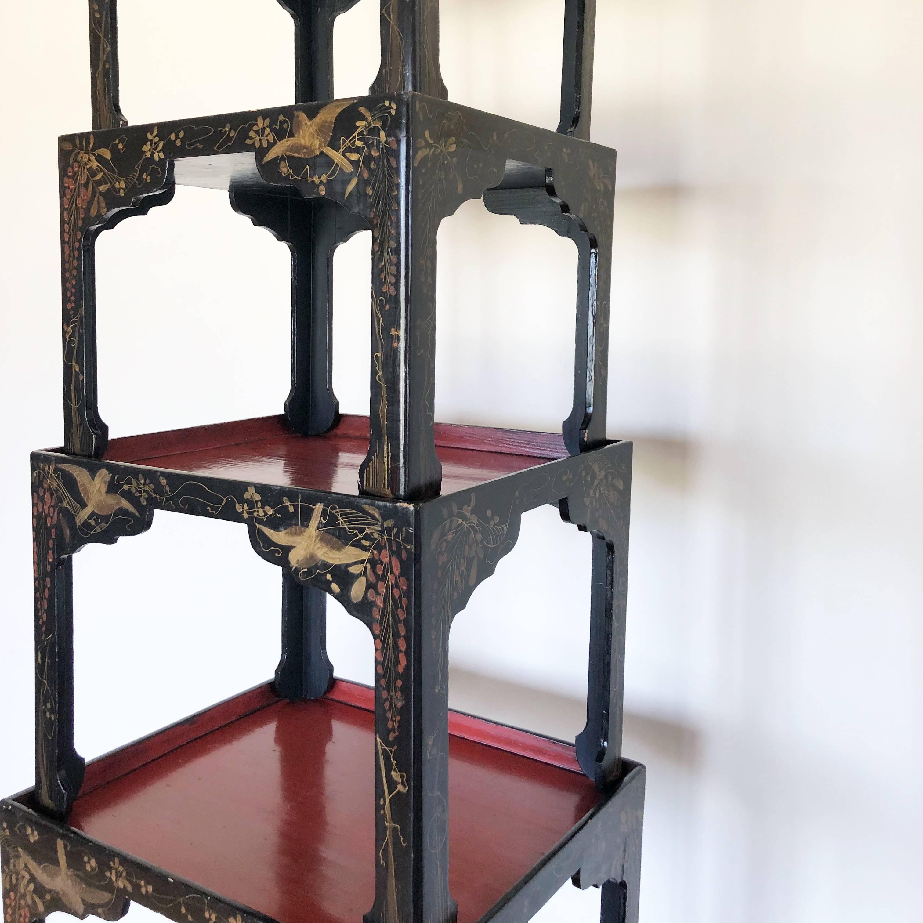 Japanese Lacquered Tray Tables For Sale 5