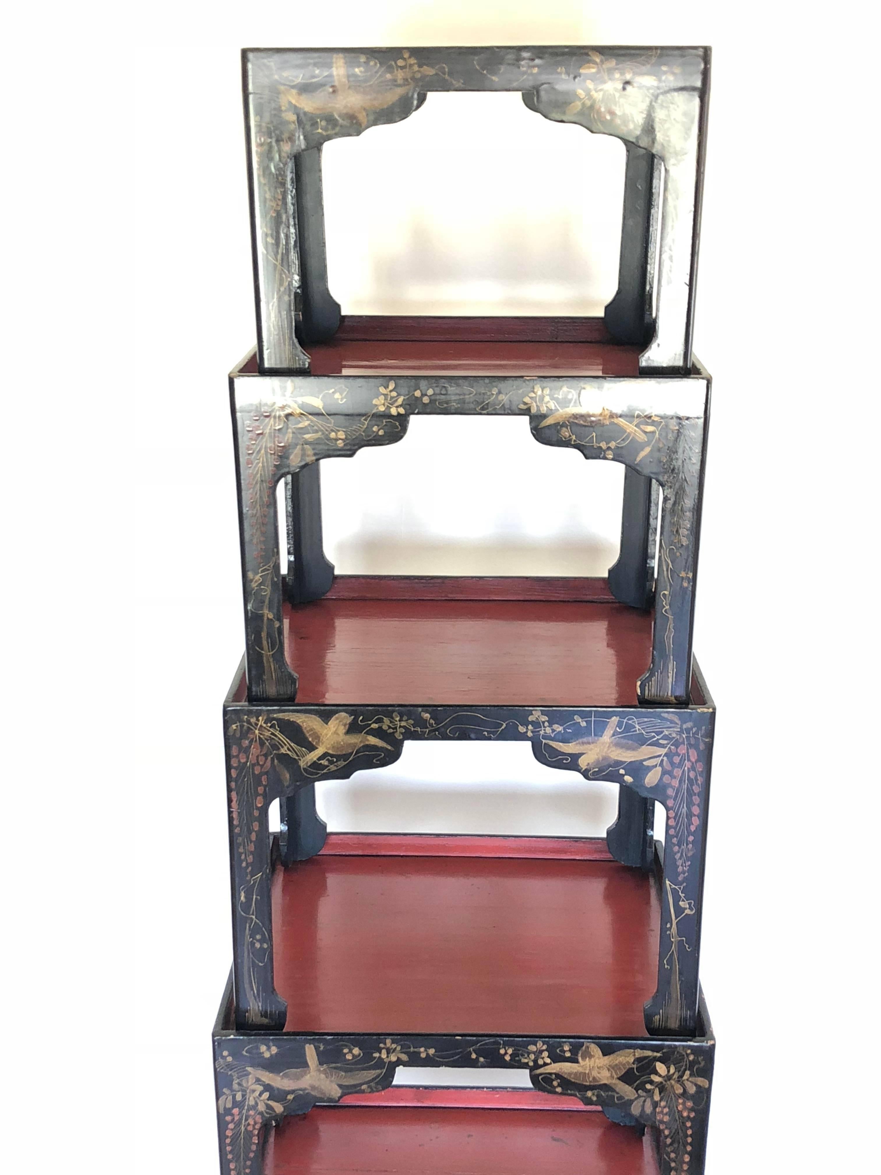 Japanese Lacquered Tray Tables For Sale 8