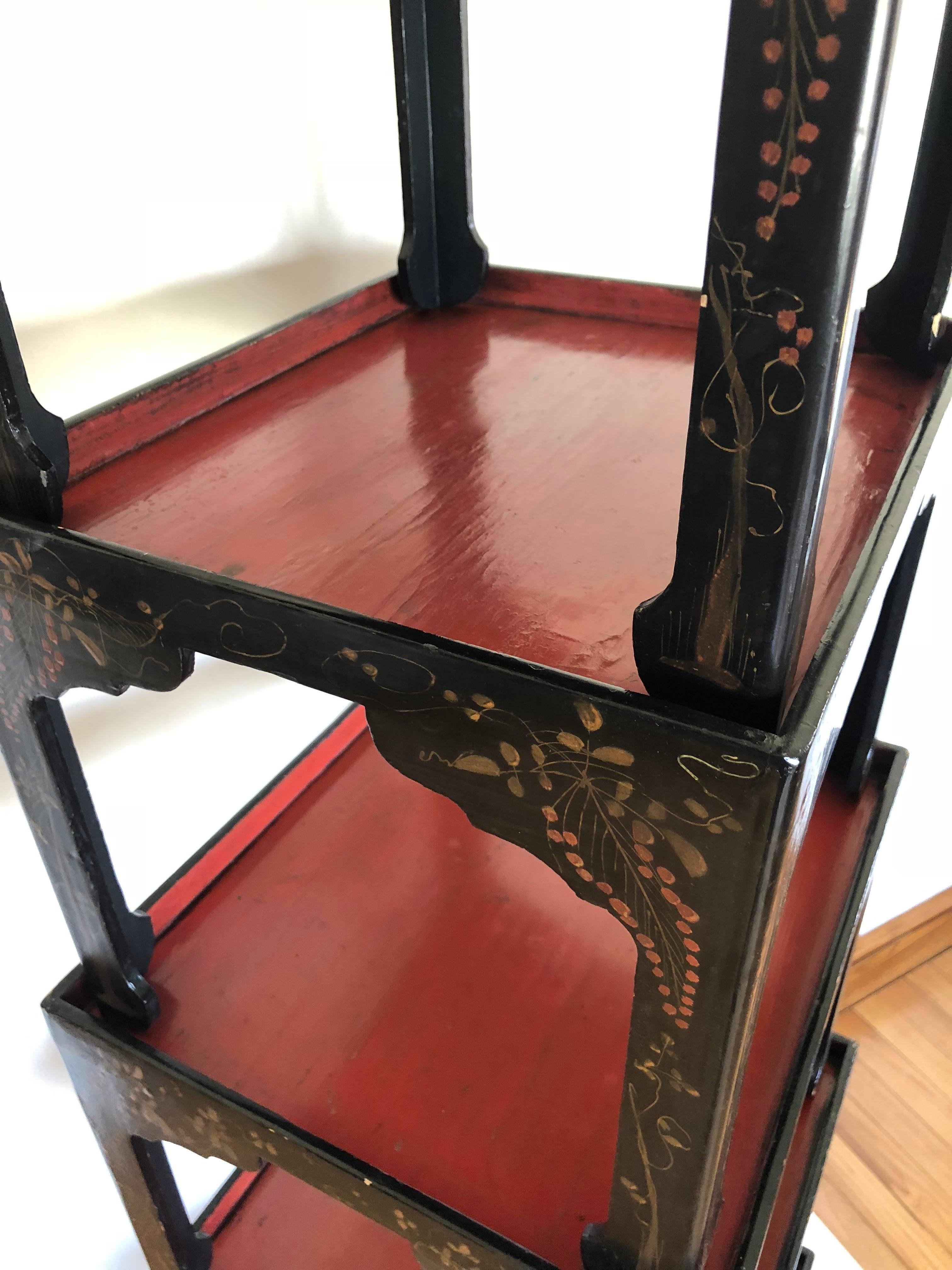 Wood Japanese Lacquered Tray Tables For Sale