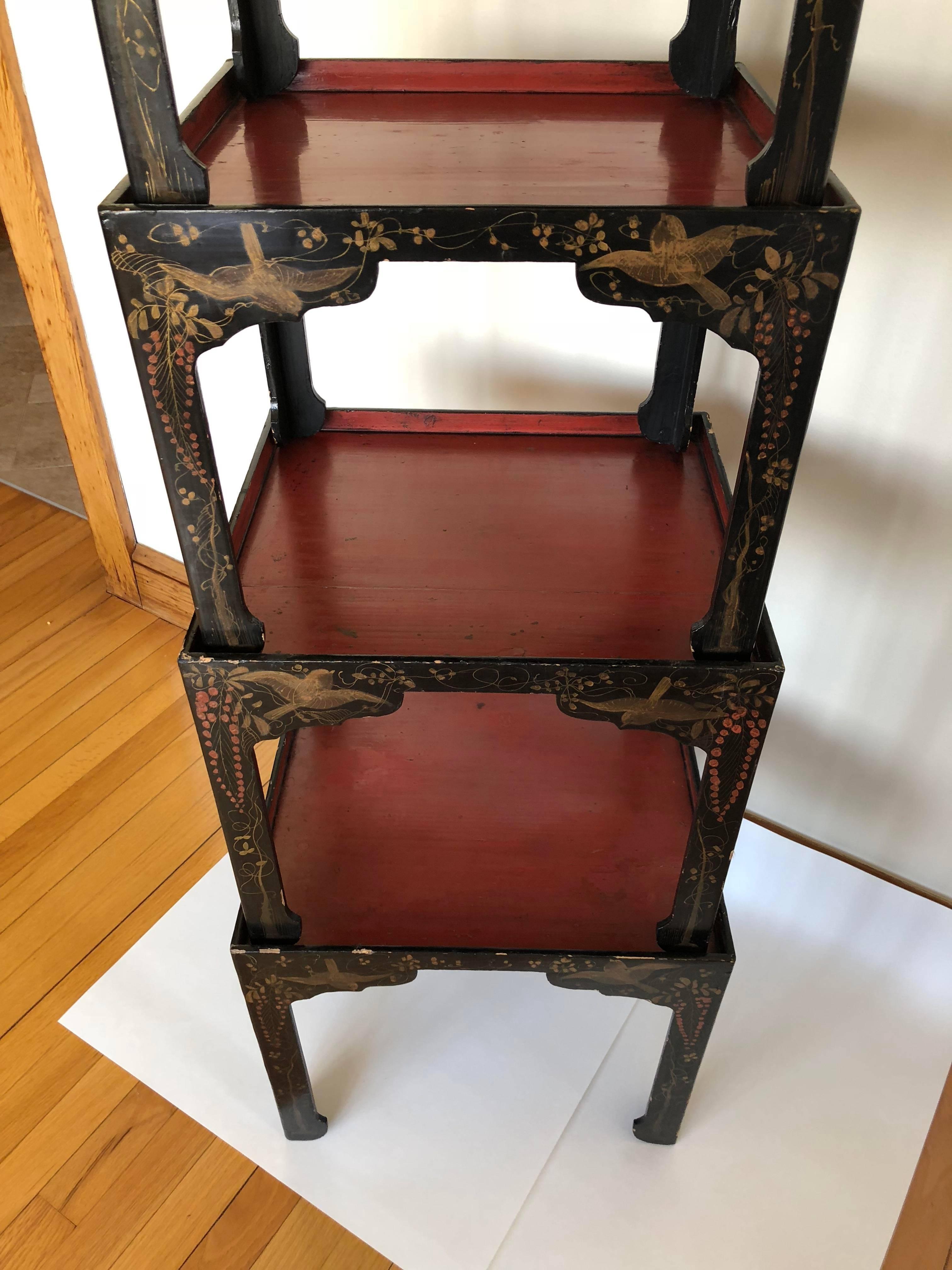 Japanese Lacquered Tray Tables For Sale 2