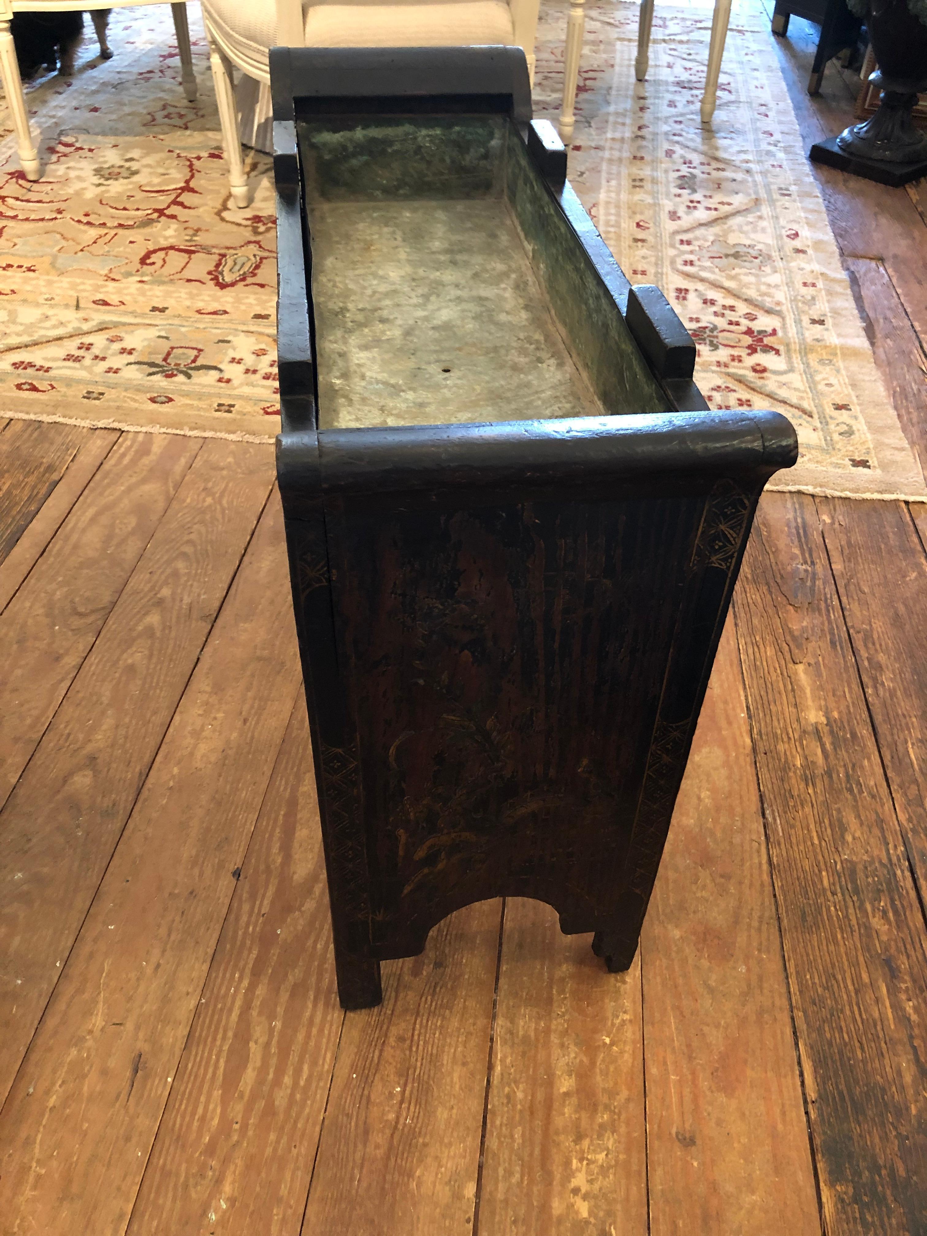 Chinoiserie Style Antique Rectangular Planter For Sale 5
