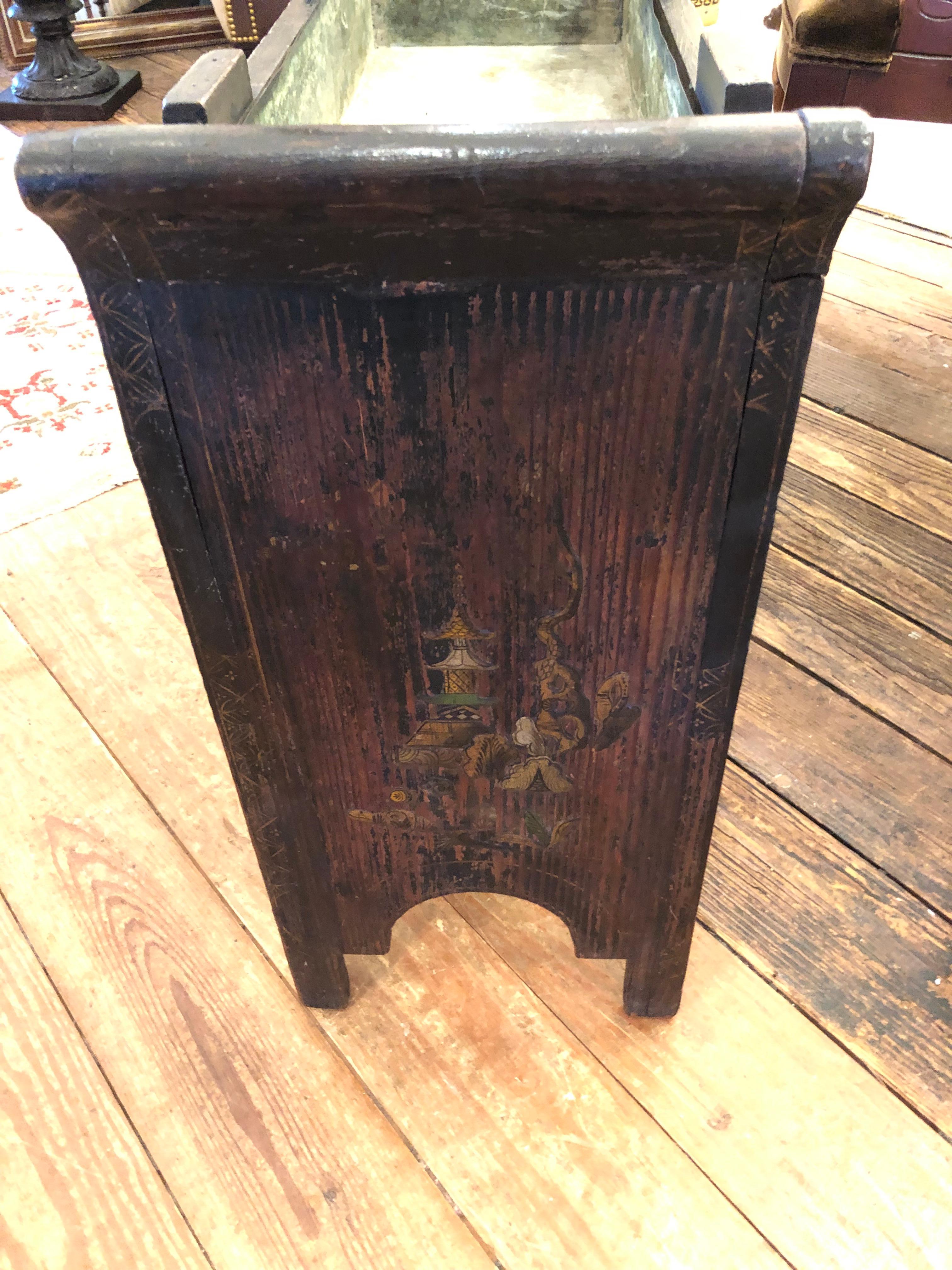 Chinoiserie Style Antique Rectangular Planter For Sale 7