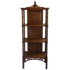 Vintage Chinoiserie Style Bamboo Fretwork Pagoda Étagère