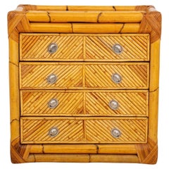 Chinoiserie Style Bamboo & Rattan Bedside Chest