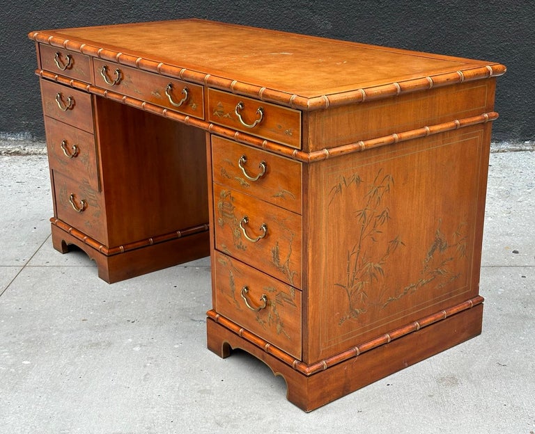 Chinoiserie Style Desk and Chair by Drexel Heritage, USA 1960's