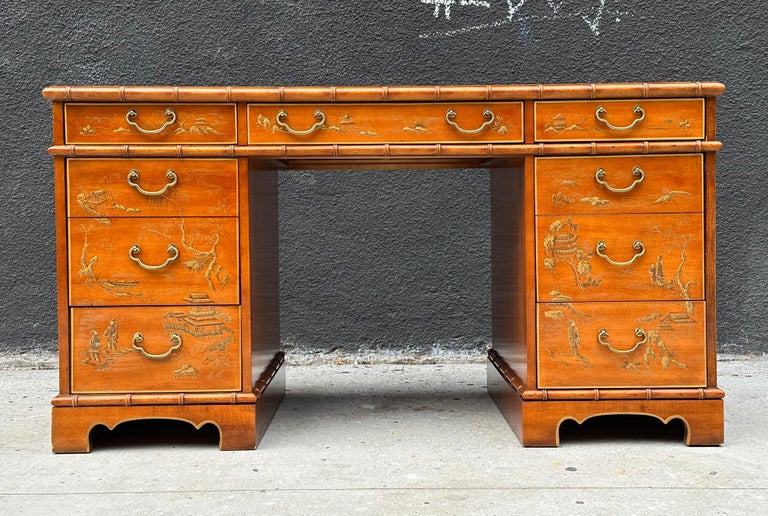 Chinoiserie Style Desk and Chair by Drexel Heritage, USA 1960's