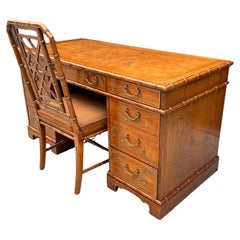 Retro Chinoiserie Style Desk & Chair by Drexel Heritage, USA 1960's