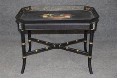 Chinoiserie Style Ebonized Hand Painted Coffee Table By Maitland Smith