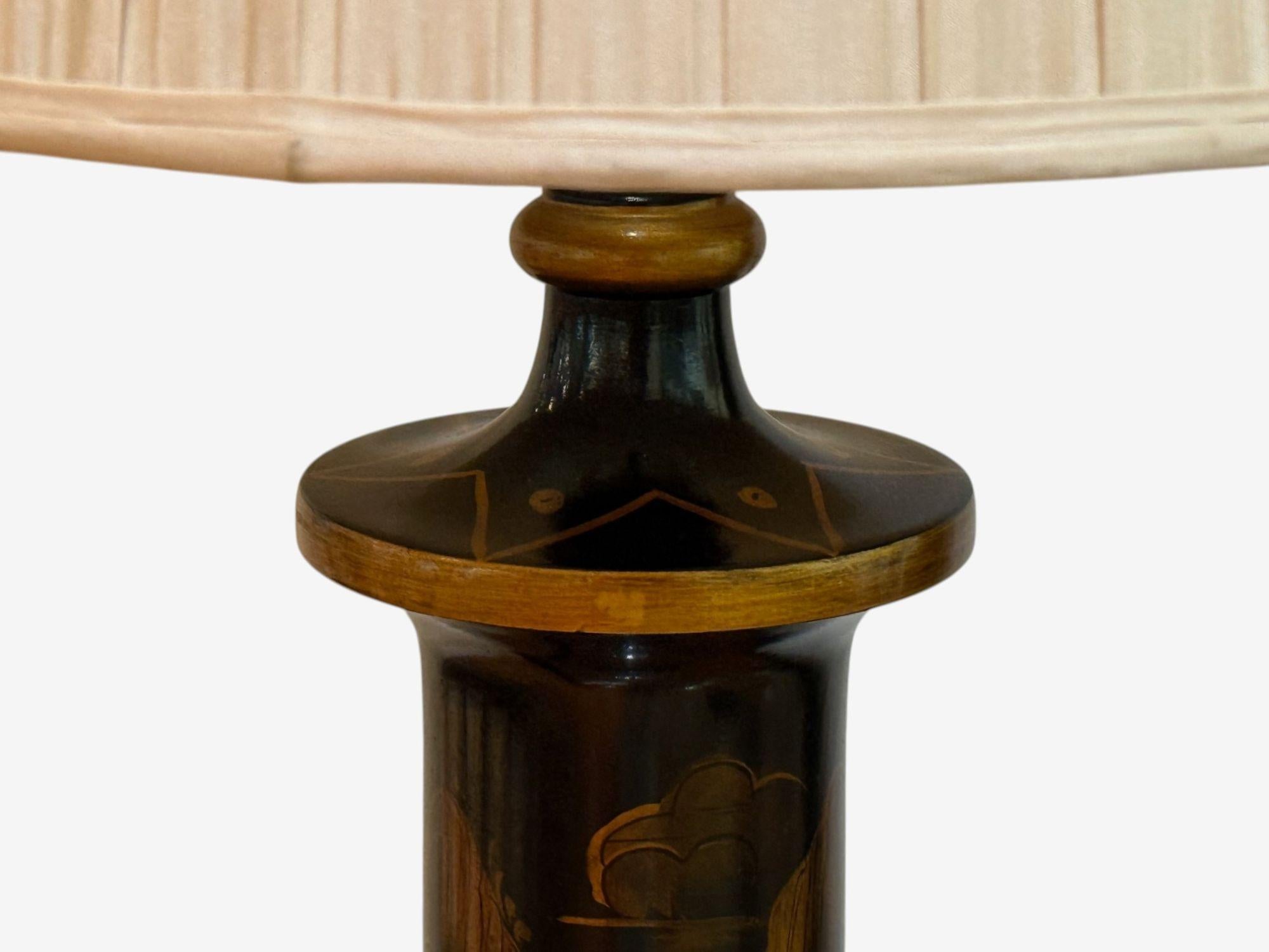 Estilo Chinoiserie, Madera Ebonizada, Dorado, Lámparas de Mesa, EEUU, Años 60 en venta 1