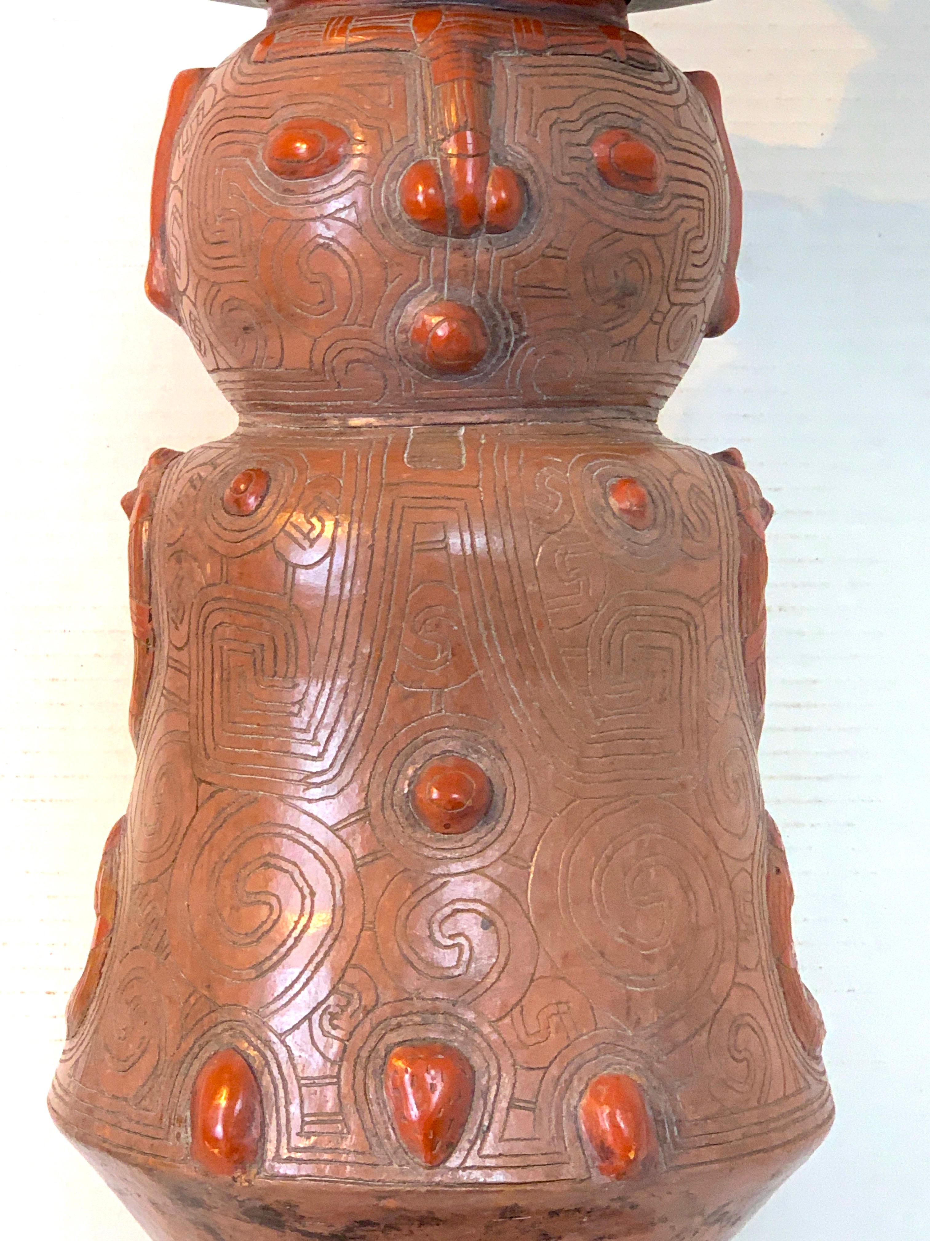 Chinoiserie Style Figural Pottery Attendant Lamp In Good Condition For Sale In West Palm Beach, FL