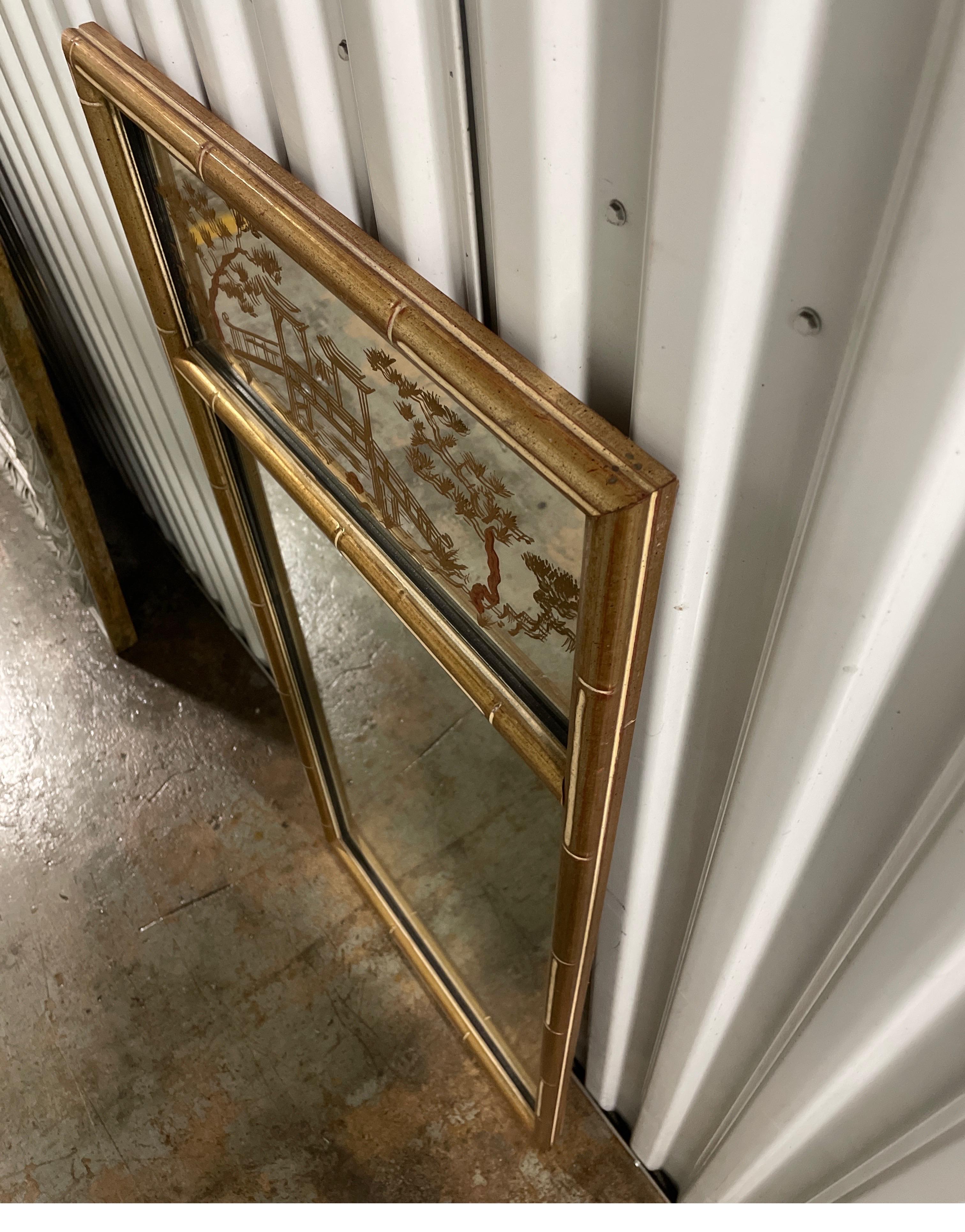 Chinoiserie Style Gilded Faux Bamboo Trumeau Mirror 5