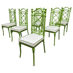 Retro Chinoiserie Style Metal Dining Chairs by Kessler, Set of 6