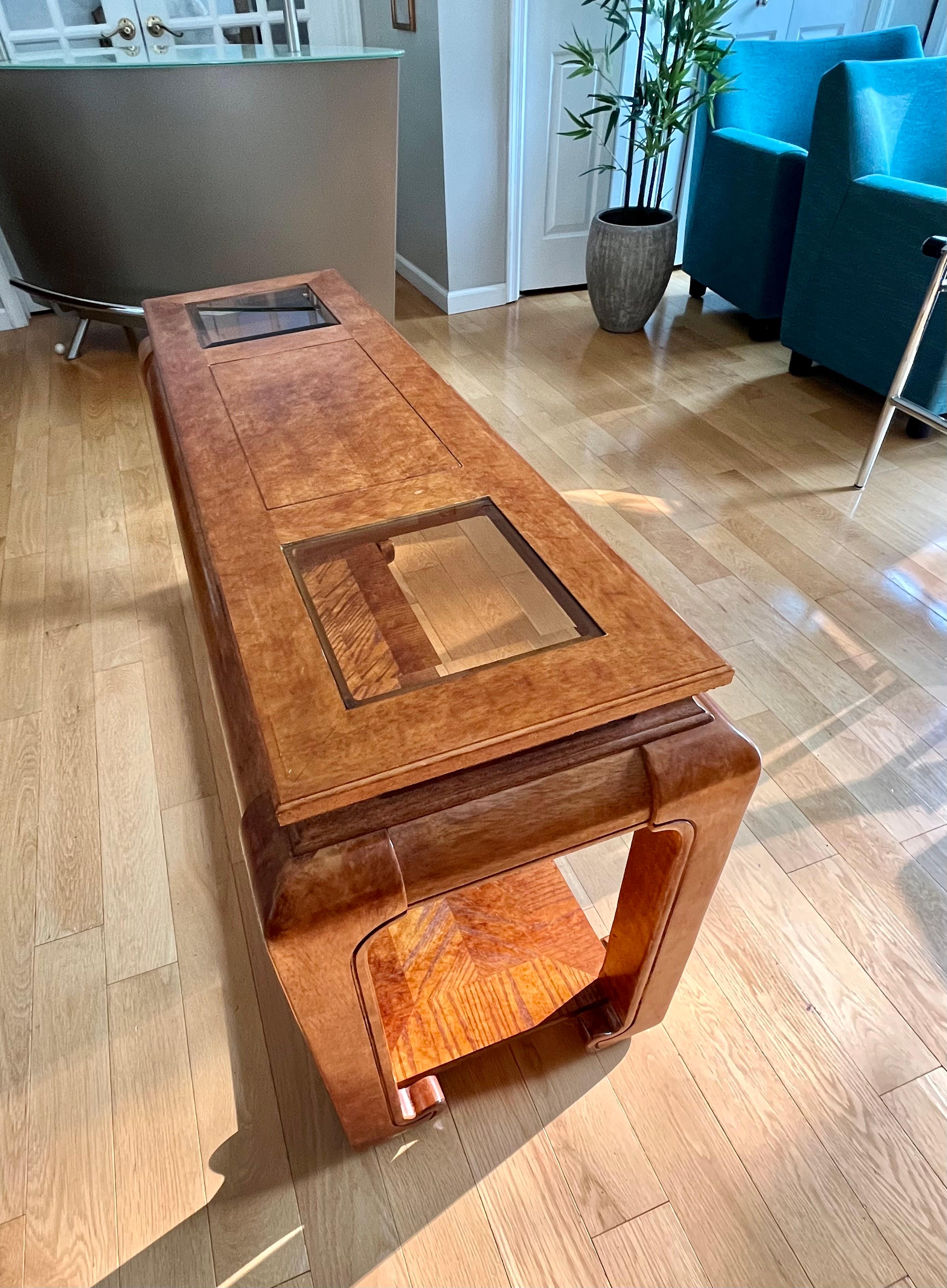 20th Century Chinoiserie Style Ming Chow Leg Console Table, Attributed to Schnadig For Sale