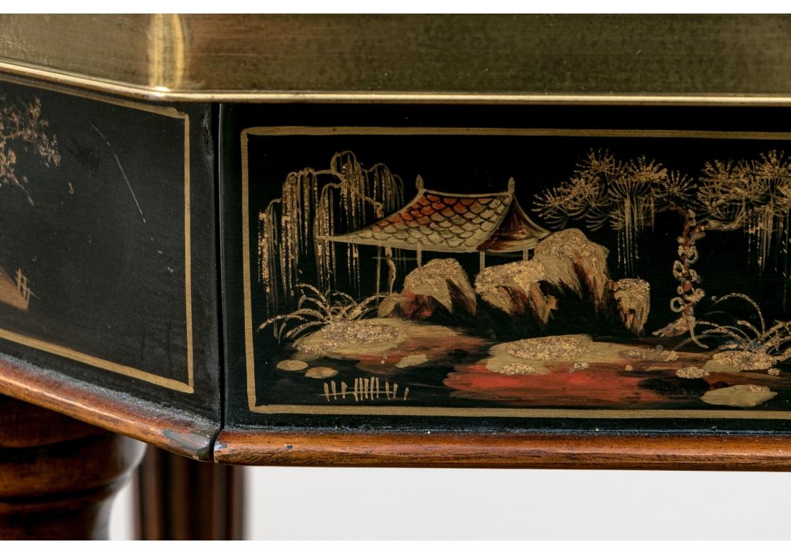 Painted Chinoiserie Style Octagonal Accent Table For Sale
