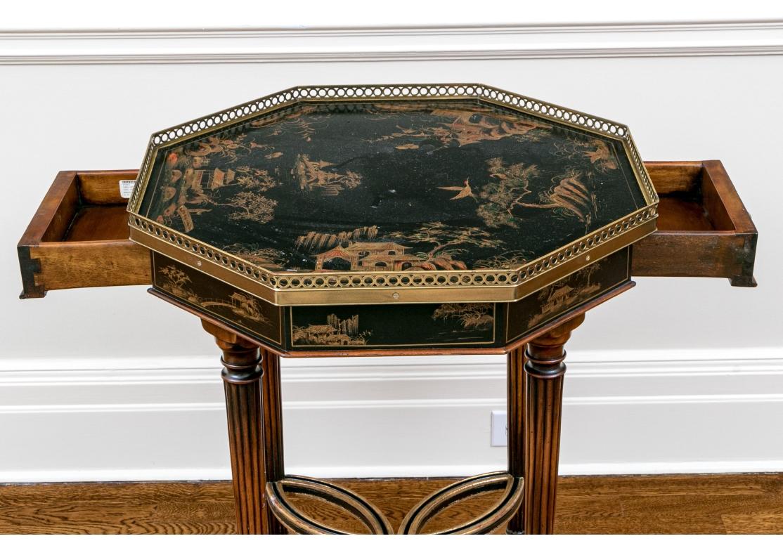 Chinoiserie Style Octagonal Accent Table For Sale 2