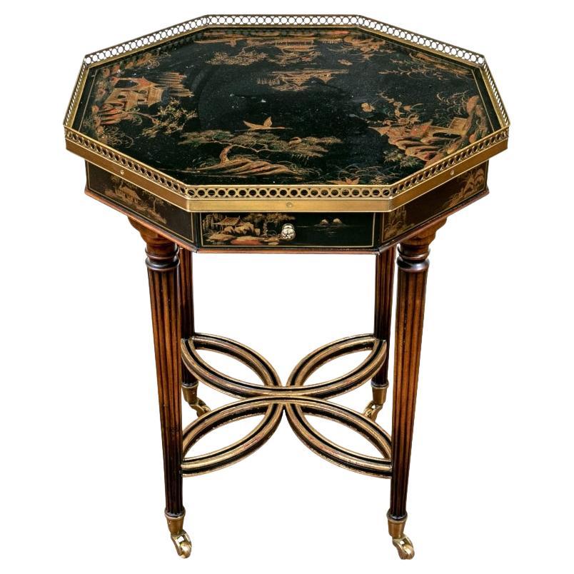 Chinoiserie Style Octagonal Accent Table For Sale