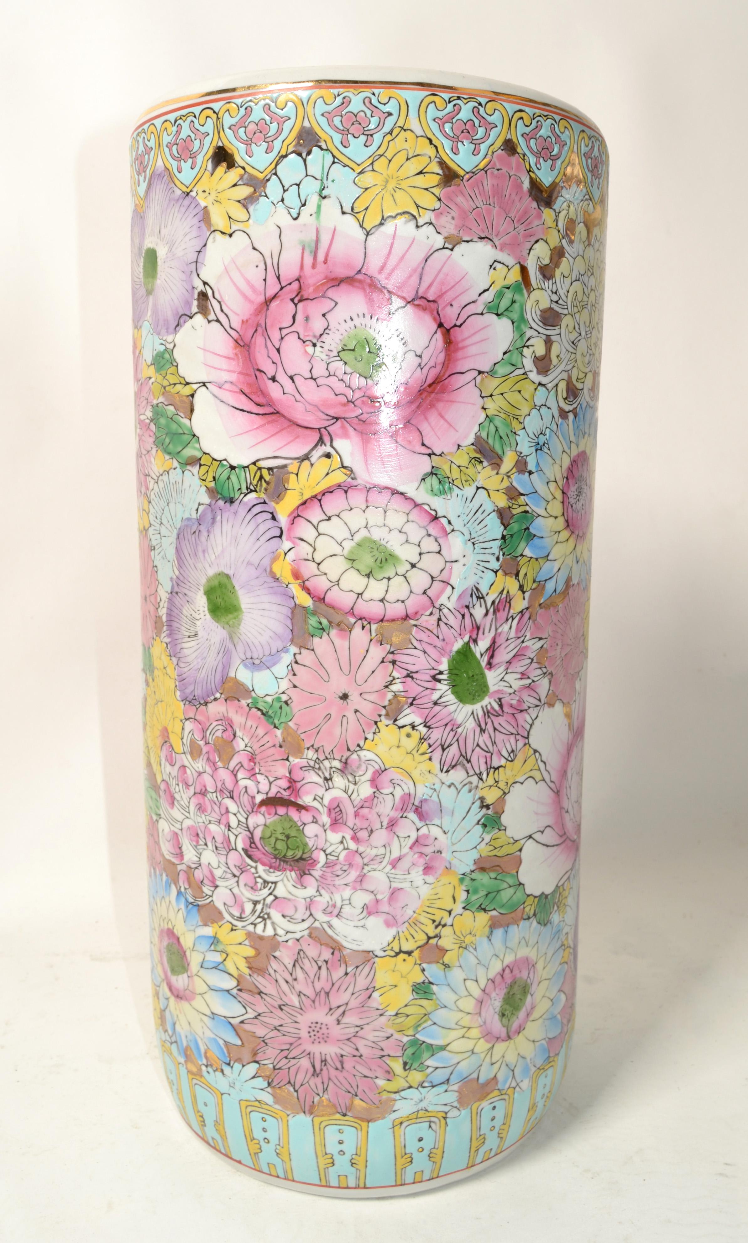 Chinoiserie Stil Orientalisch Handmade Keramik Keramik Umbrella Stand Vase Gefäß im Angebot 6