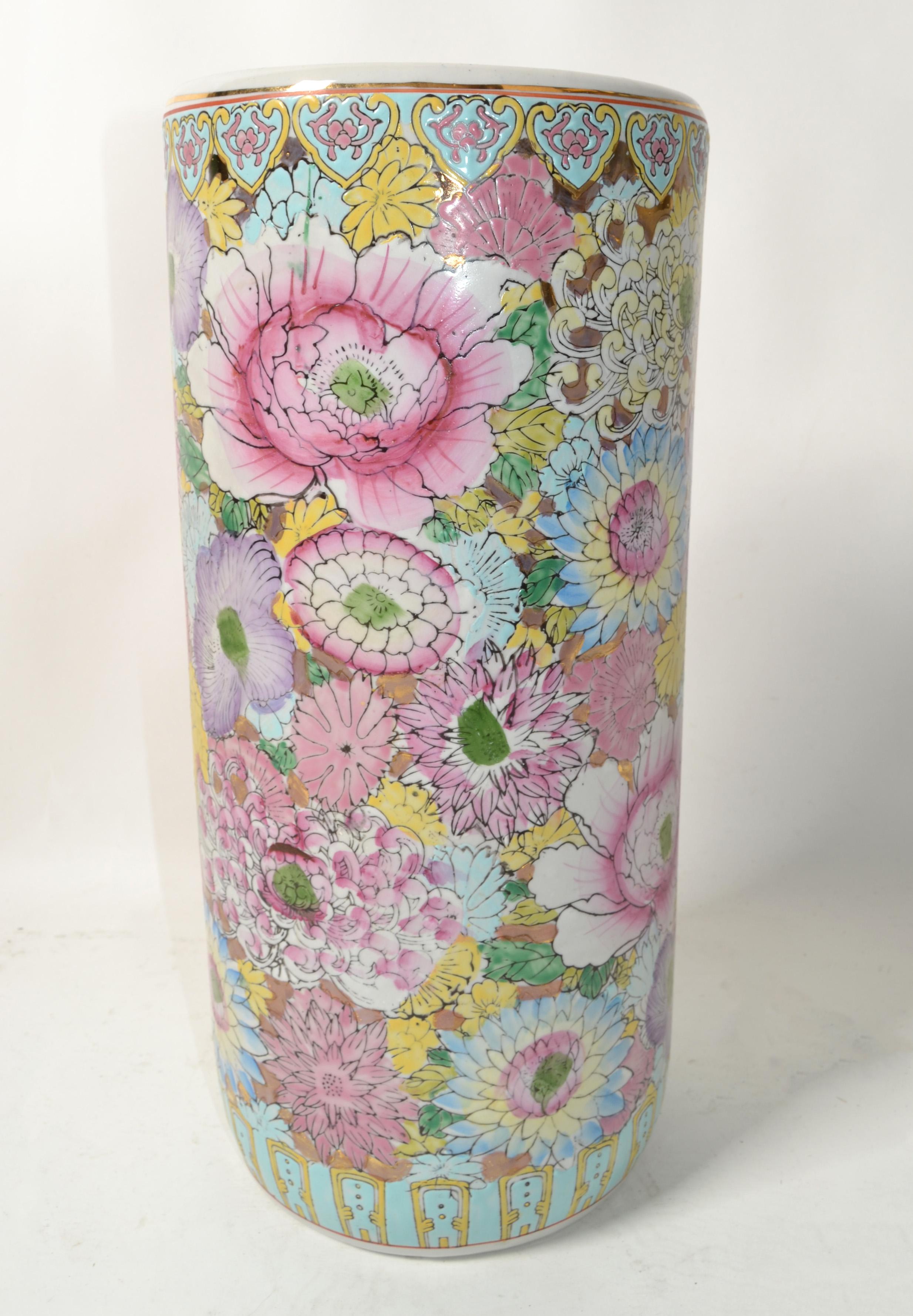 Chinoiserie Stil Orientalisch Handmade Keramik Keramik Umbrella Stand Vase Gefäß im Angebot 7